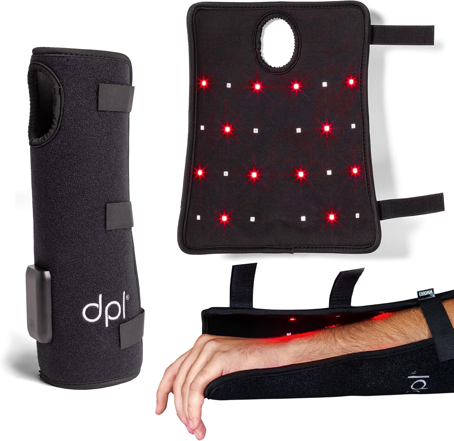 dpl Red Light Therapy Flex Wrap for Wrist, Medical Grade Light Therapy Products, Wrist Pain Wraps, Wearable Support for Carpal Tunnel, Strain, & Sprain