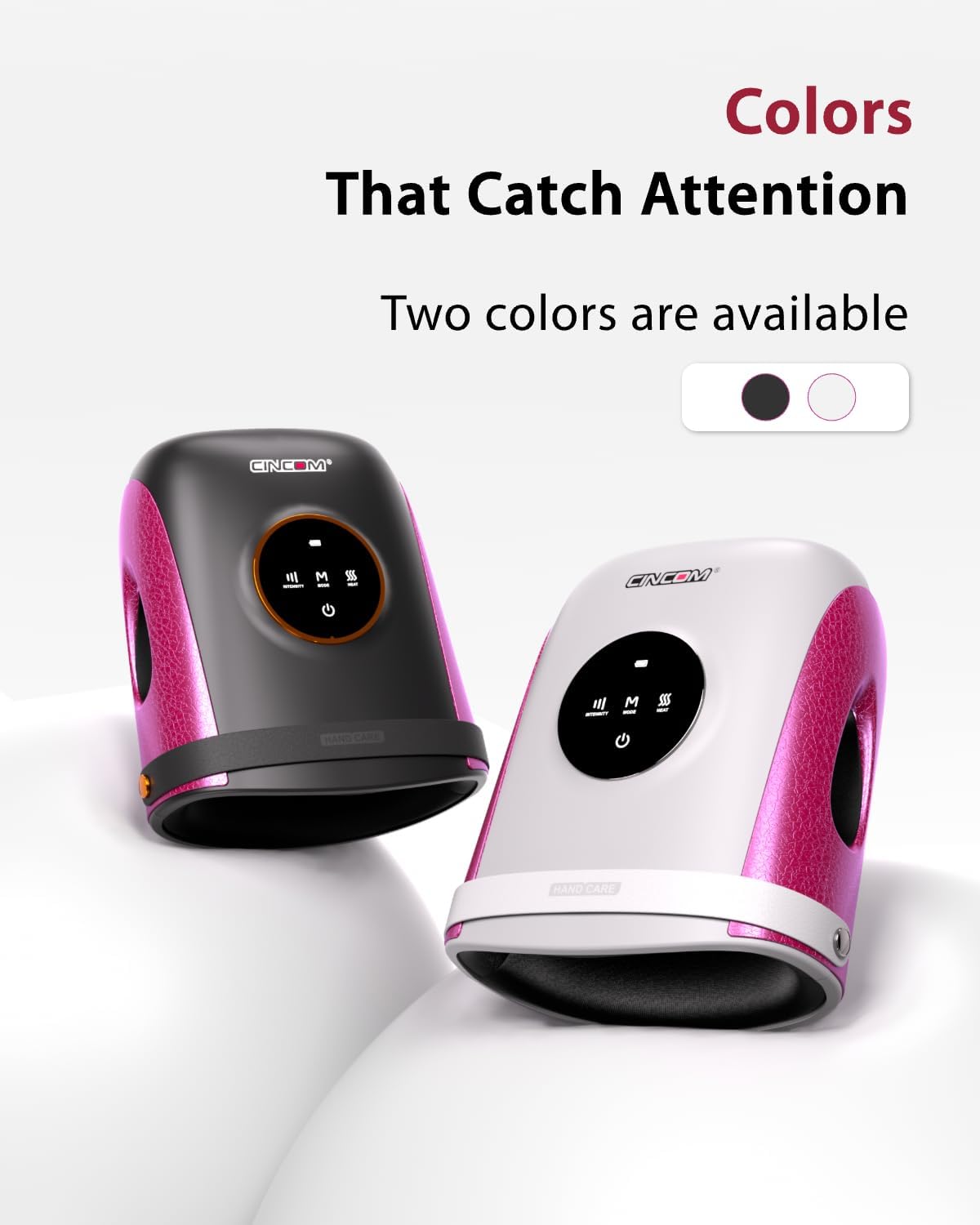 CINCOM Hand Massager with Heat and Compression, Finger and Palm Massage Machine for Pain Relief, Arthritis and Improved Circulation, Gifts for Women, Cordless and Rechargeable (Black)