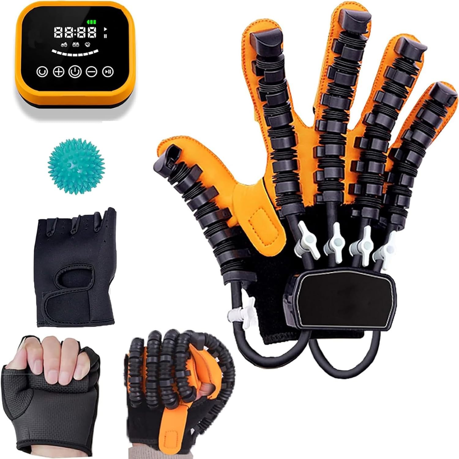 Rehabilitation Robot Gloves, Stroke Rehabilitation Aids, Hemiplegia Finger Rehabilitation Trainer, Rehabilitation Training Gloves, Finger Splint(A,Right Hand M)