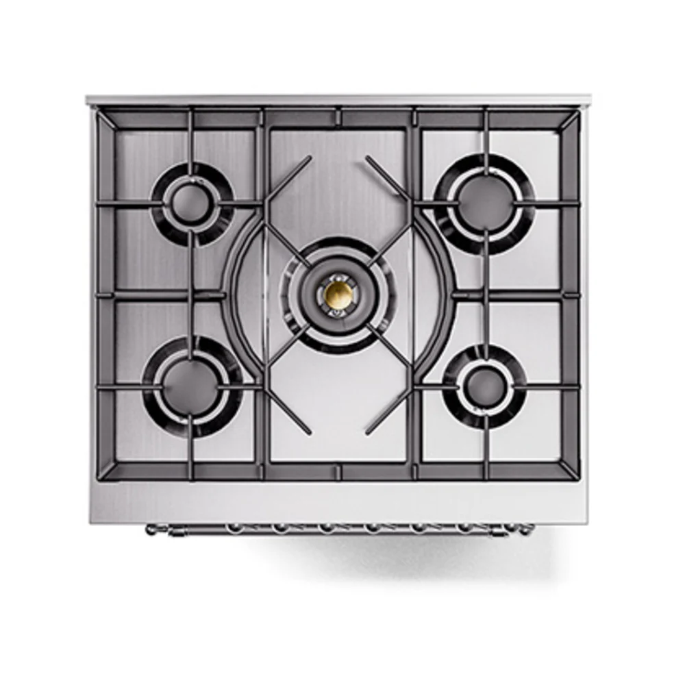 ILVE Nostalgie II Noblesse 30-Inch Dual Fuel Range with Solid Door in Matte Graphite with Chrome Trim (UN30QNMPMGC)