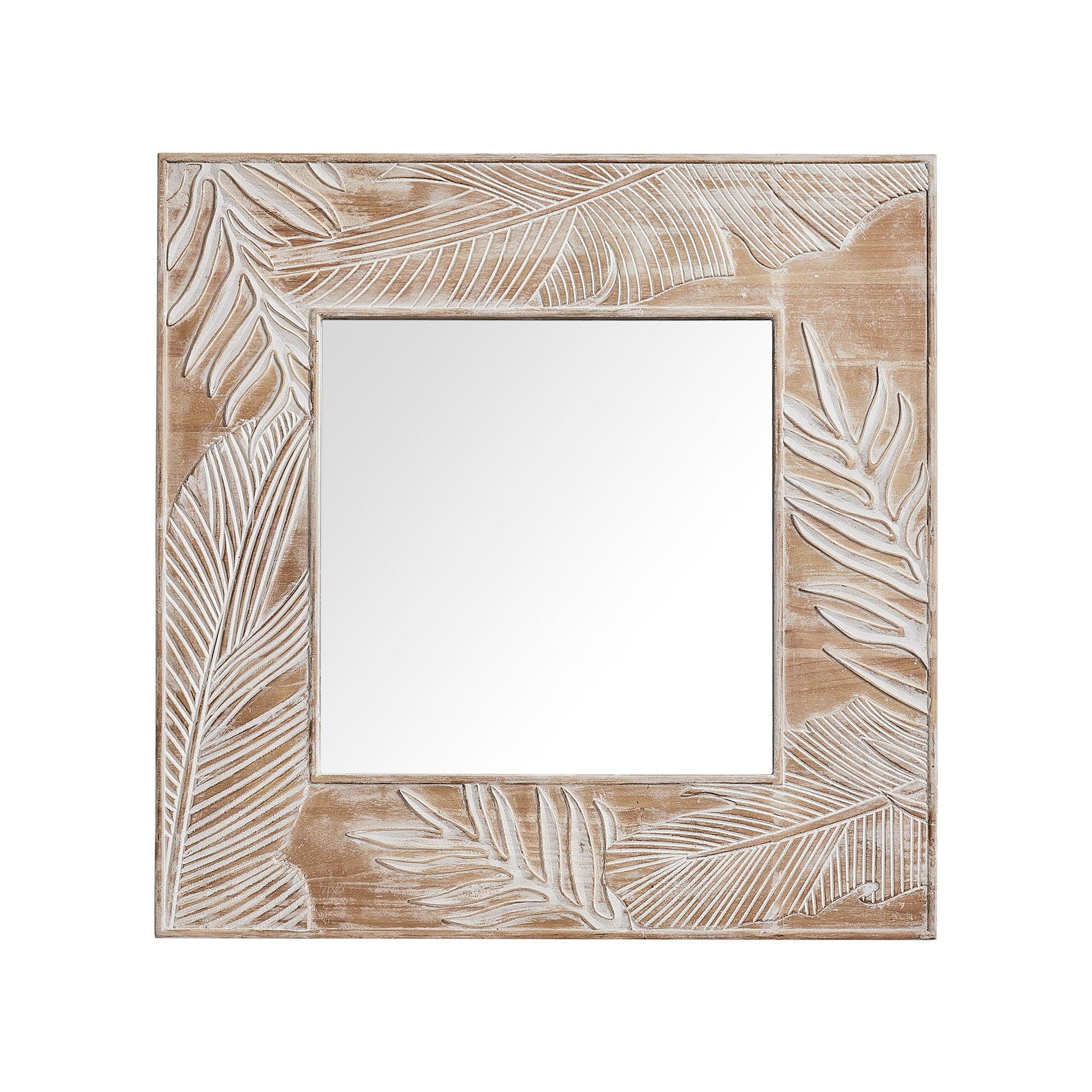 Parrot Uncle Frame for Mirrors Traditional Square Mirror Vintage Wall Decoration with Leaf Pattern (BBXW-D0013)