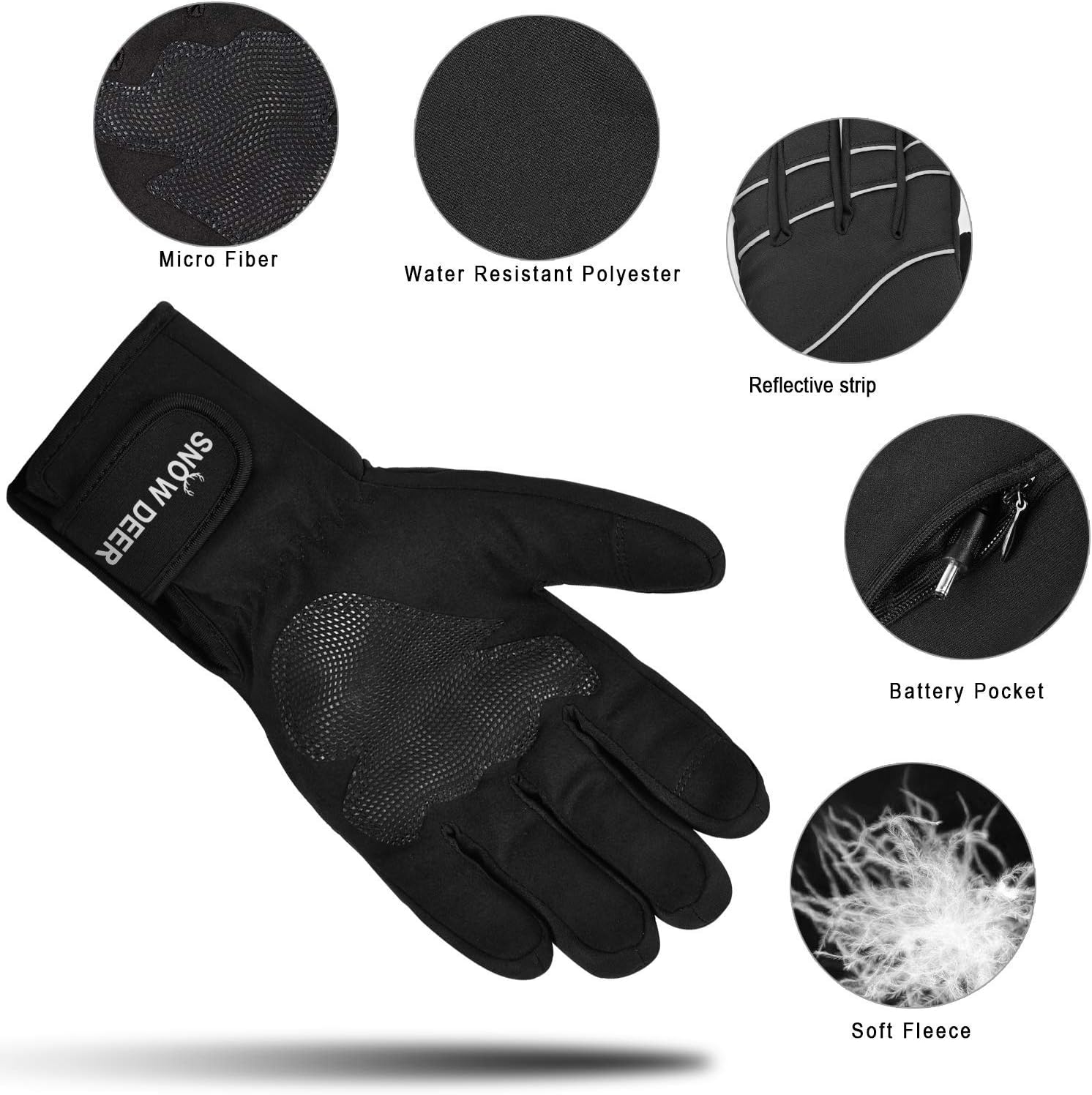 Heated Gloves Men Women,7.4V 2200MAH Electric Rechargeable Battery Gloves for Motorcycle Cycling Riding Hunting Fishing Camping Hiking Ski Snow Work Mitten Gloves Athritis Hand Warmer