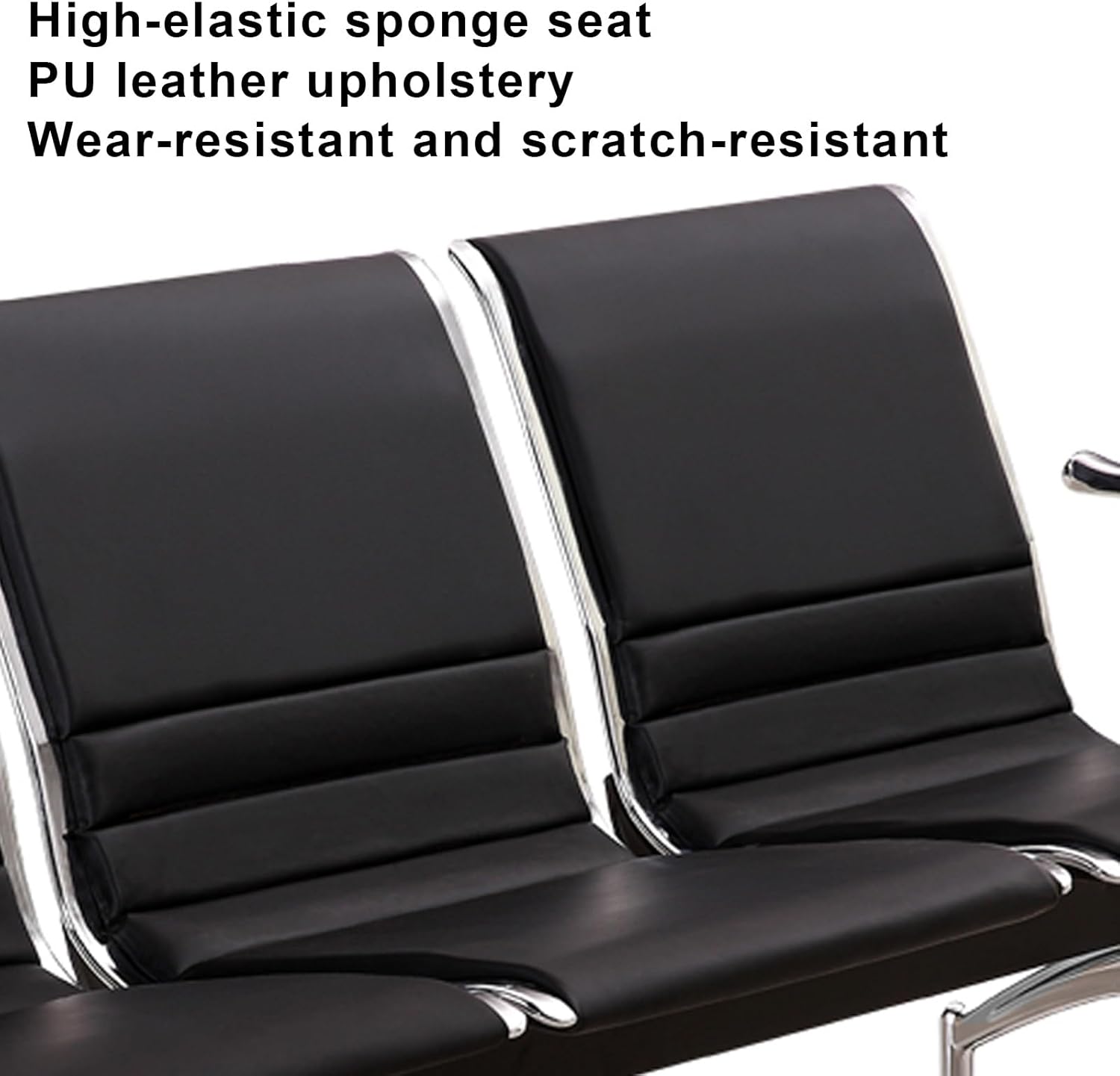 3Seat Waiting Room Bench with Armsleather Reception Chairs Stylish Office Furniture for Hospitals Salons and Barber Shopsblack Seating Solution (Yellow)