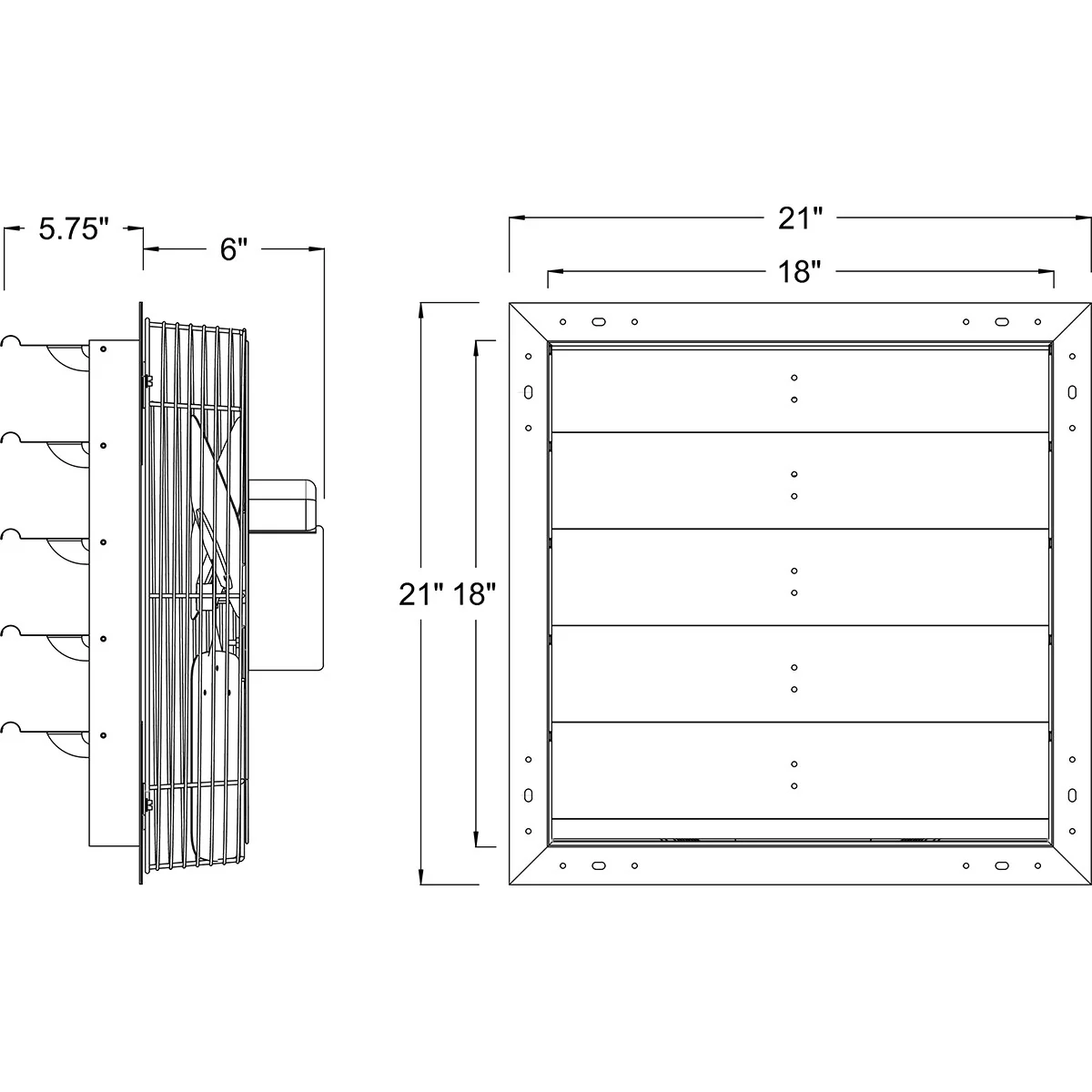 Hessaire 18 Inch Shutter Mounted Exhaust Fan