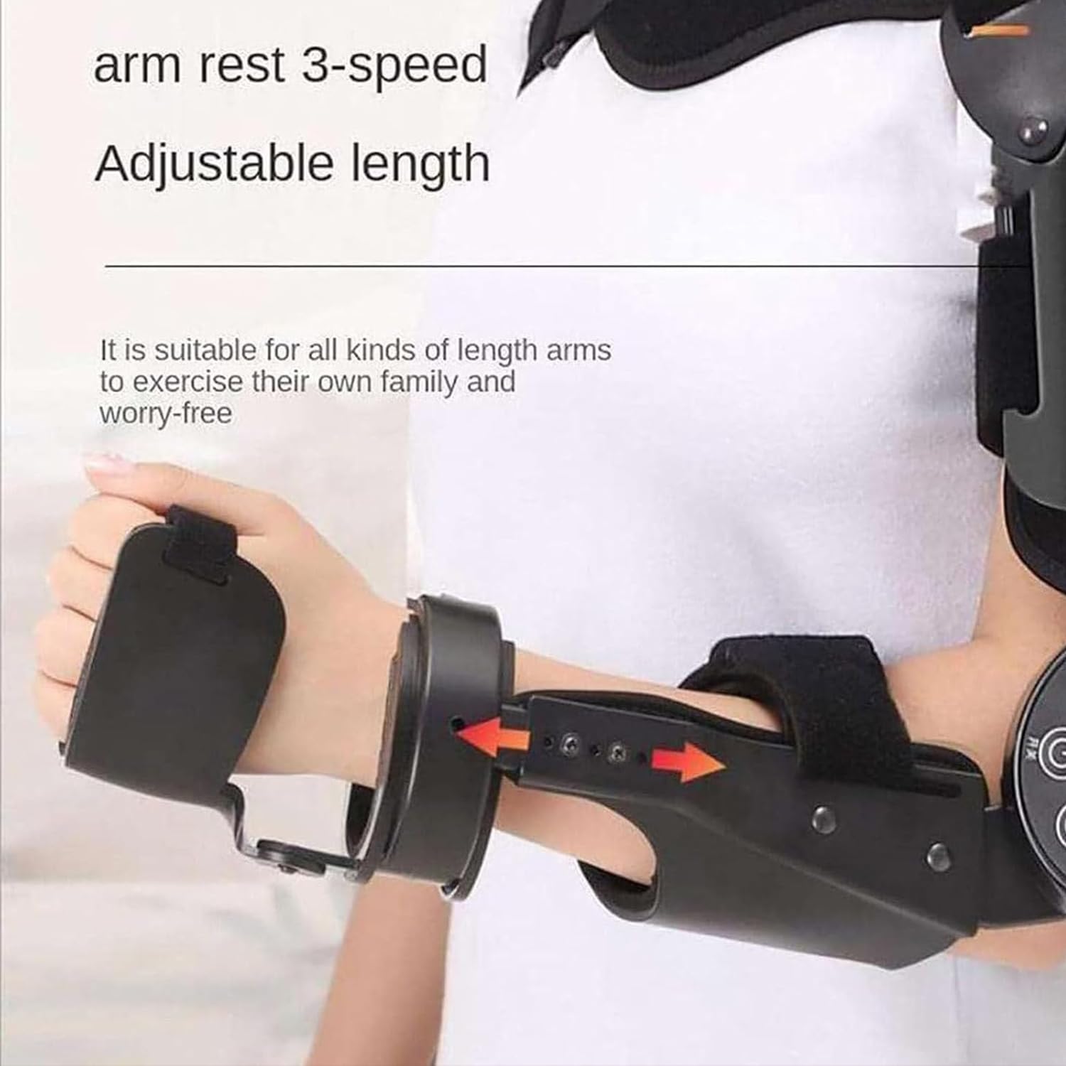 Hinged Elbow Brace Arm Exerciser Stroke rehabilitation arm elbow protector hemiplegic robot training device elbow joint recovery device (Black, One Size, Right)