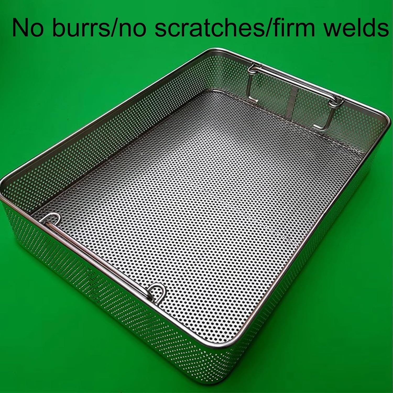 304 Stainless Steel High Temperature And High Pressure Sterilization Basket,0.08in Full Punching,Supply Room Sterilization Basket,Ultrasonic Cleaning Basket(15.7in*7.9in*2.8in)