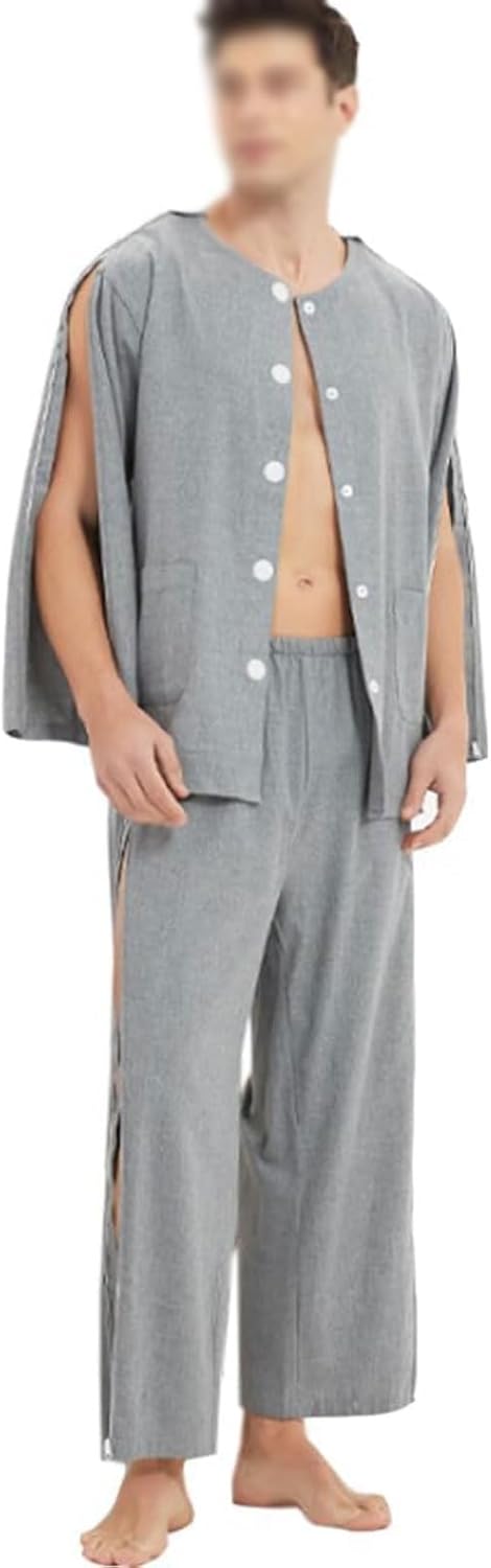 esmen Nursing Clothes Bedridden Patient Gowns Paralyzed Elderly Fracture Nursing Clothes Spring and Autumn Hospital Gowns Nursing Aid for Patient Use Patient Clothing