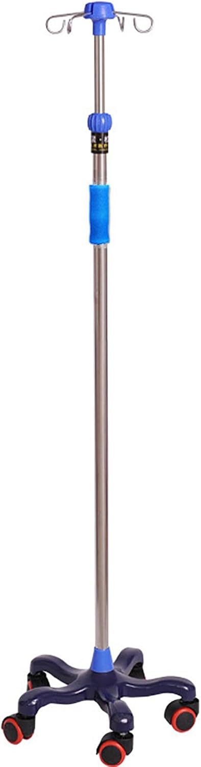 IV Pole with Tray — Ergonomic IV Pole with Wheels — Medical IV Fluid Bag Stand— Stainless Steel IV Pole with Tray for Hospital & Home IV Therapy