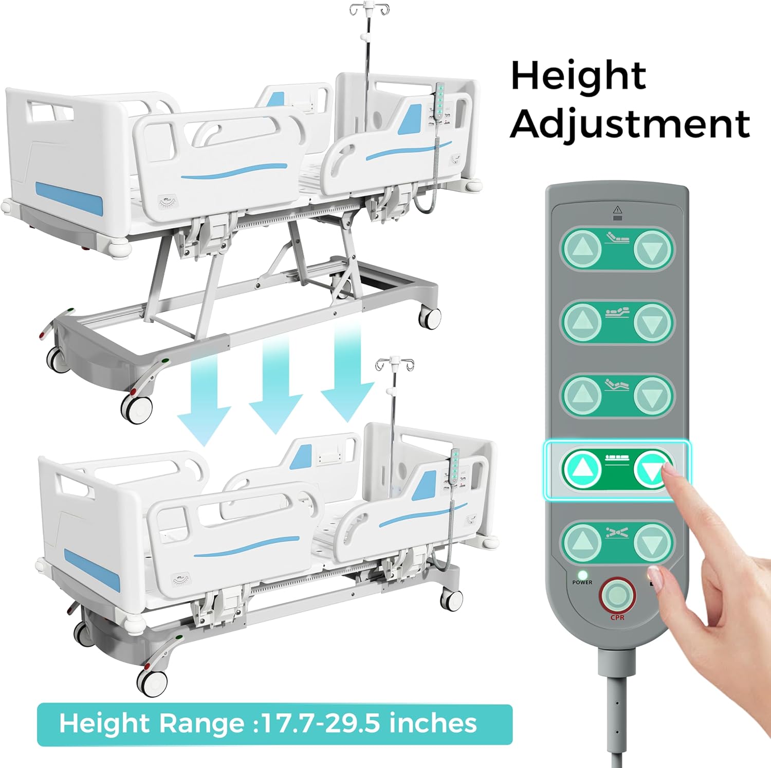 Premium 5 Functions Full Electric ICU Hospital Bed with 4.7