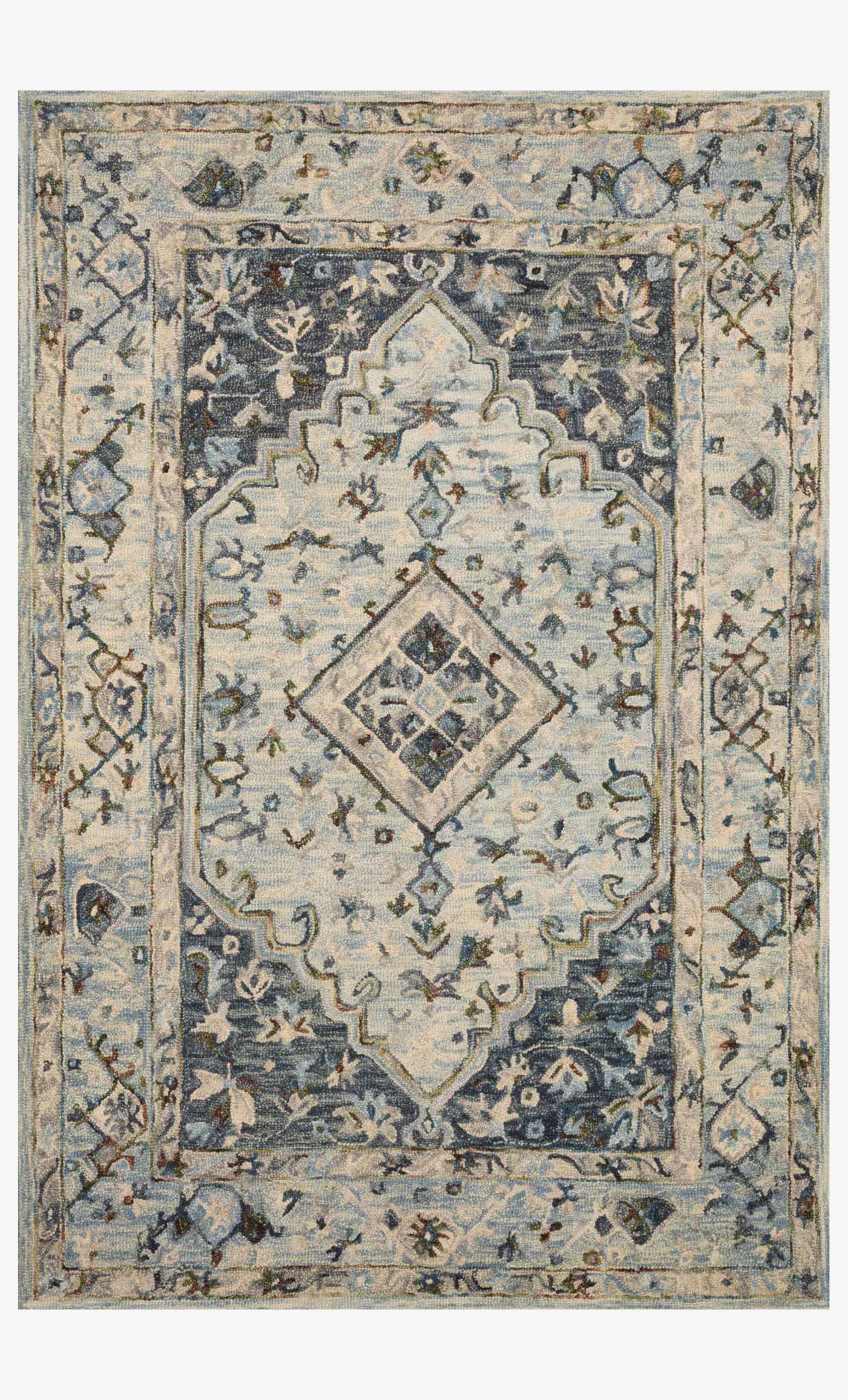 Loloi II Beatty Collection - Traditional Hooked Rug in Lt. Blue & Blue (BEA-01)
