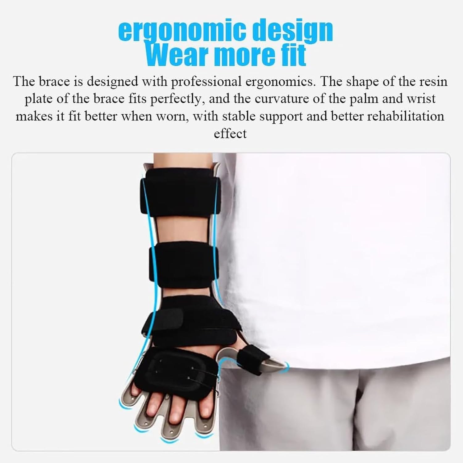 EKSED Finger Splint Extension Board, Finger Rehabilitation Device, BOA Lacing System, Four Pressure Fixing, Elastic Band Adjustable, for Stroke, Hemiplegia, Skull Brain Trauma