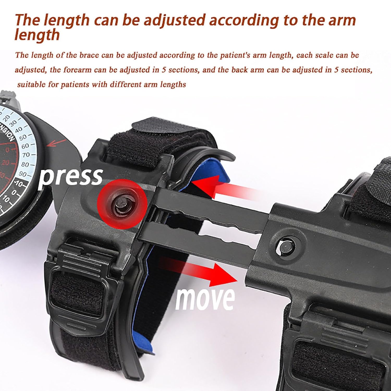 Hinged ROM Elbow Brace Stabilizer Splint with Strap Adjustable Post OP Elbow Brace Arm Injury Recovery Support After Surgery Fits All Unisex,Left (Right