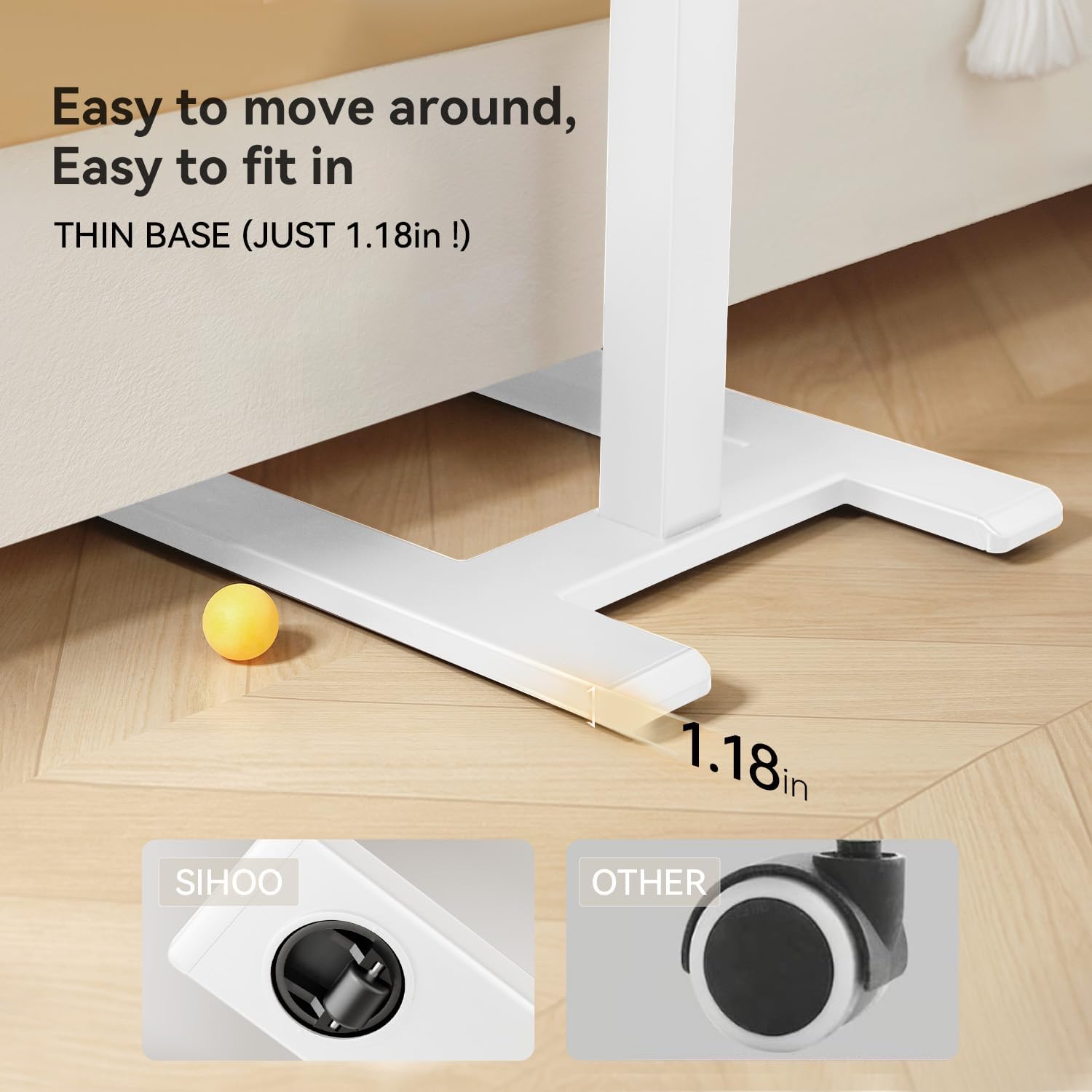 SIHOO D01 Medical Adjustable Tilt Overbed Bedside Table with Wheels Pneumatic Mobile Standing Laptop Desk Rolling Computer Cart Movable Bed Hospital Home Use （White Oak）