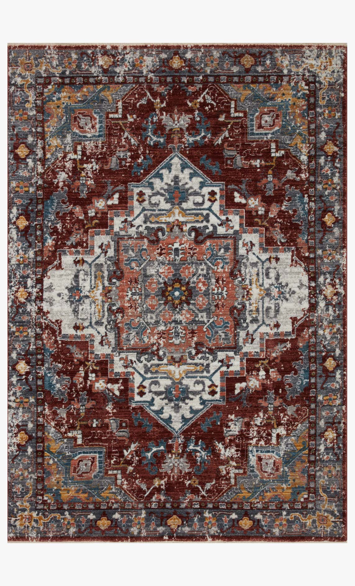 Loloi II Samra Collection - Transitional Power Loomed Rug in Brick & Grey (SAM-10)