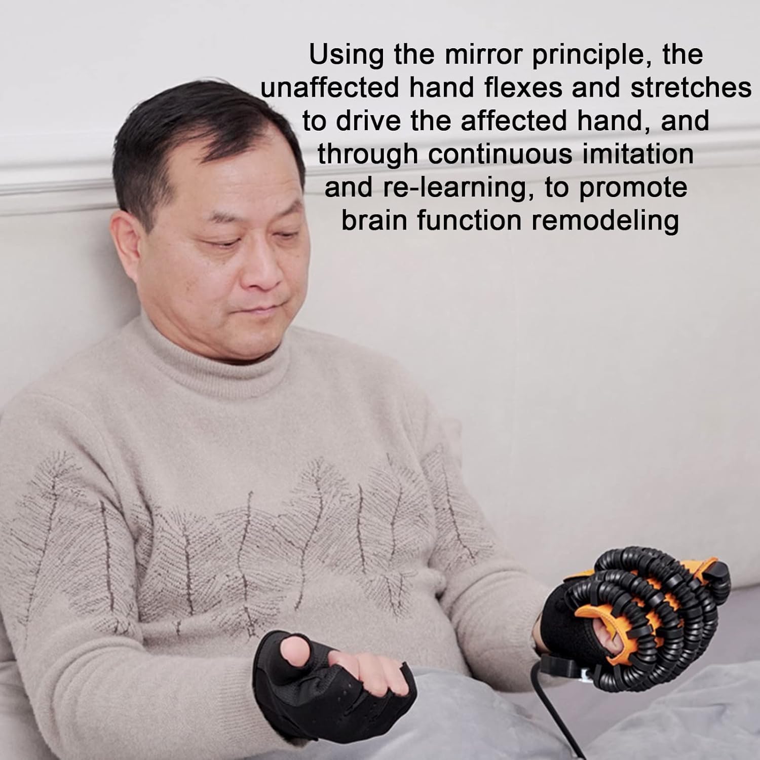 Stroke Hemiplegia Rehabilitation Robot Gloves, Finger Pain Relief, Patients with Hand Dysfunction Rehabilitation Training, Finger Orthosis,M-Right Hand