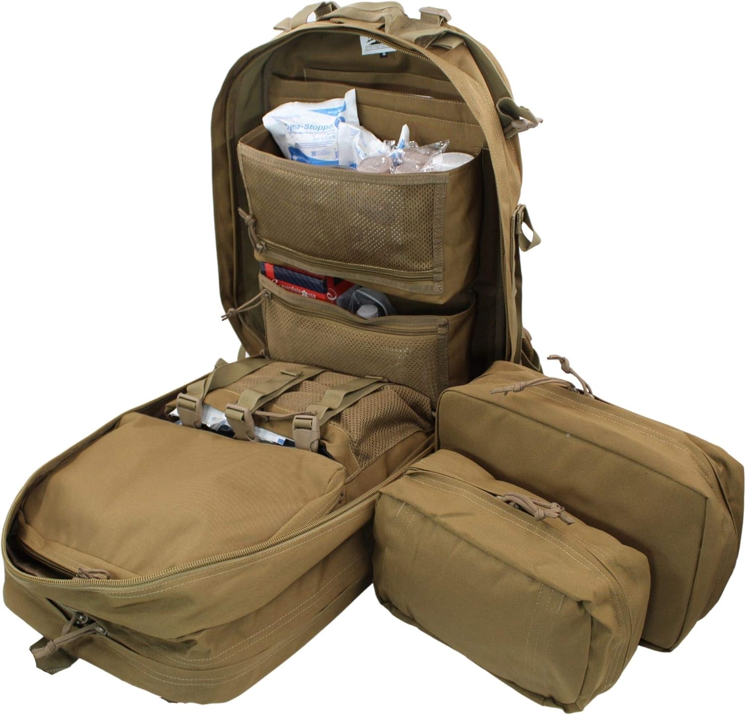 Luminary Stomp Medical Backpack Fully Stocked First Aid Trauma Kit Special Operations Pack Medical Bug Out Bag for EMS/EMT First Responders Preppers (Tan)