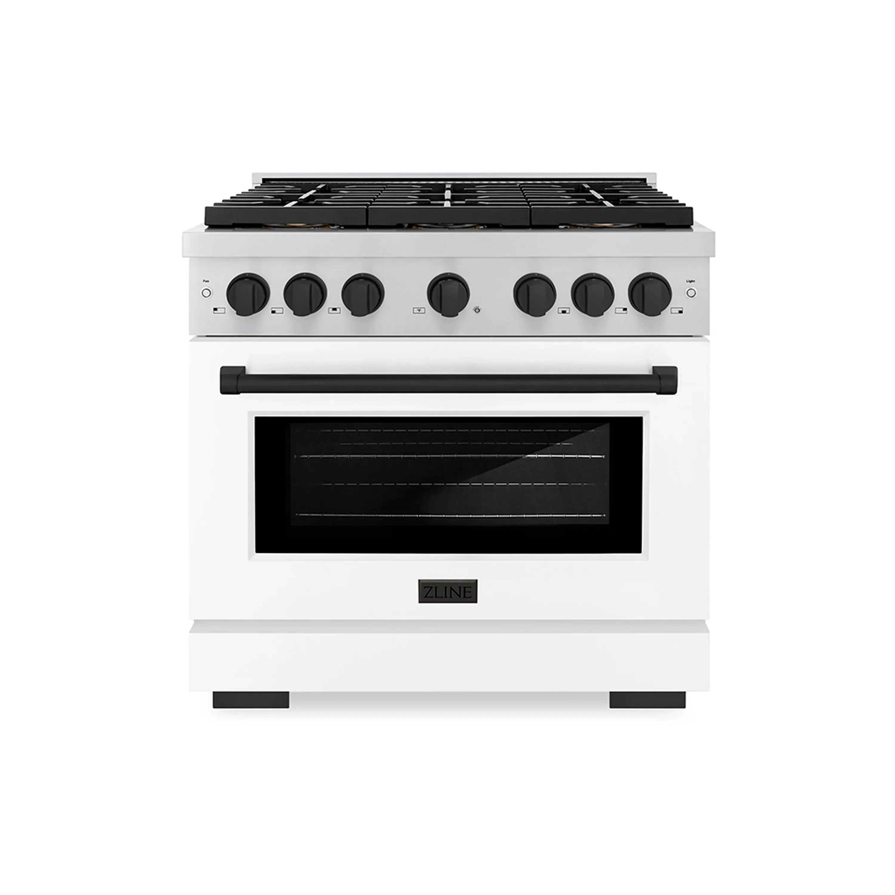ZLINE Autograph Edition 36-Inch 5.2 cu. ft. Paramount Dual Fuel Range with 6 Burner DuoPro鈩?Cooktop and Electric Convection Oven with White Matte Door and Matte Black Accents (PSDRZ-WM-36-MB)