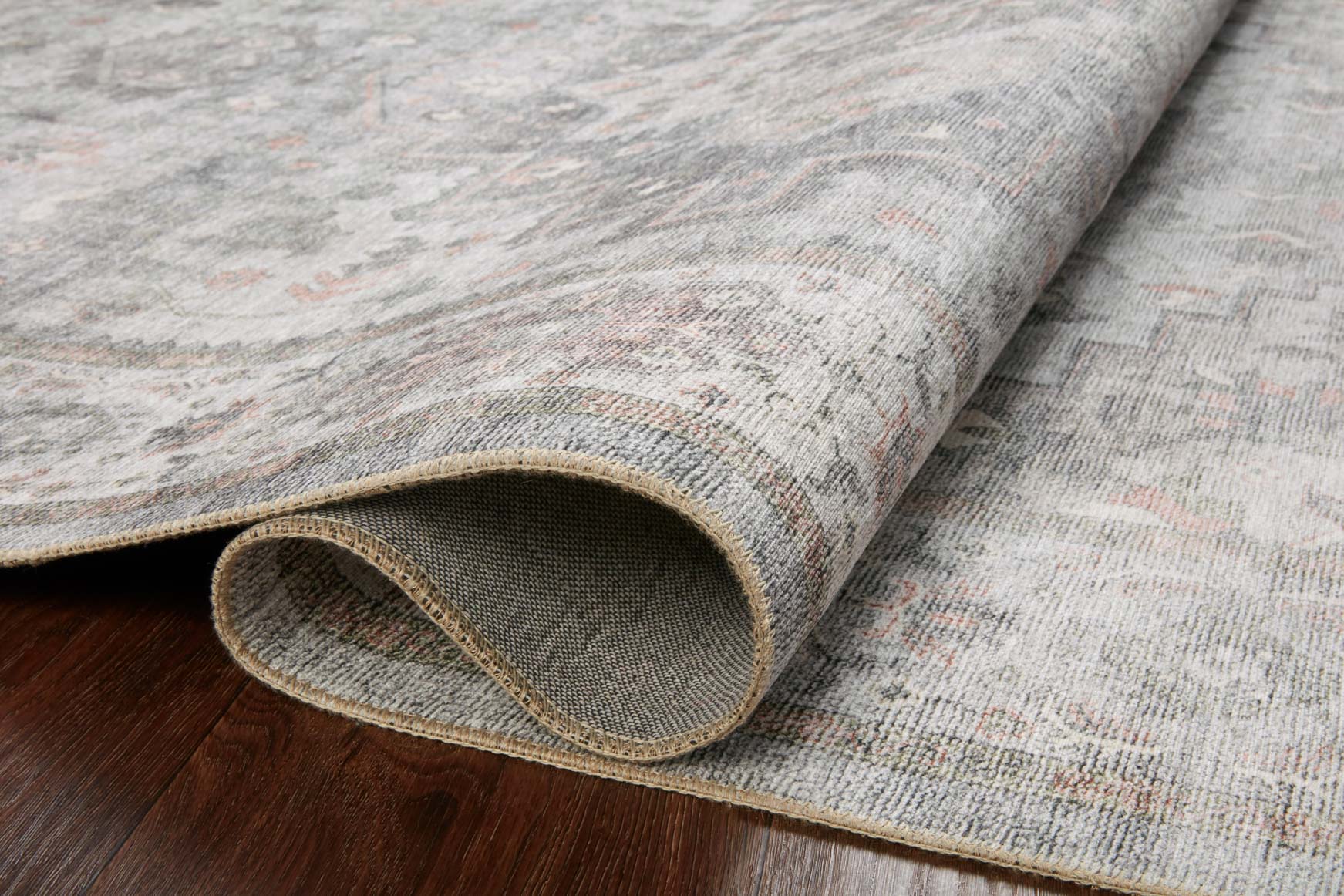 Loloi II Heidi Collection - Traditional Power Loomed Rug in Dove & Blush (HEI-02)