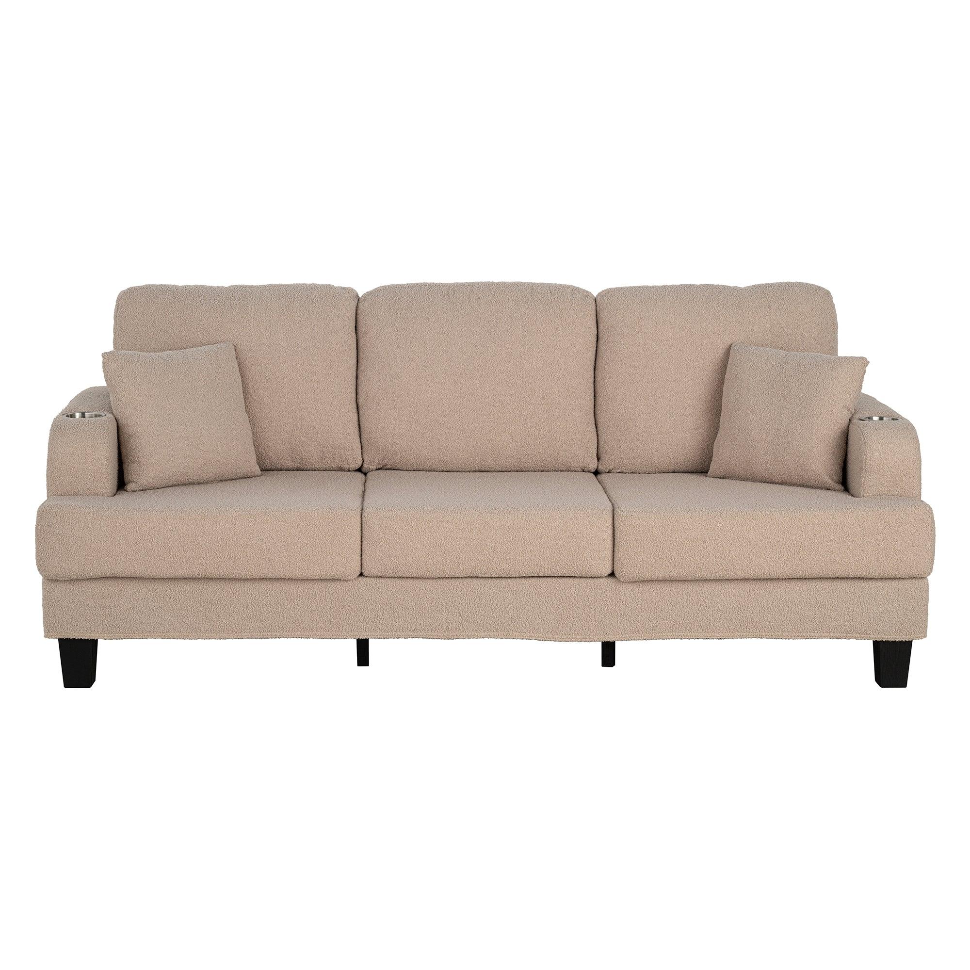 Parrot 3-Piece Sofa Set with Storage Ottoman & USB Charging in Beige