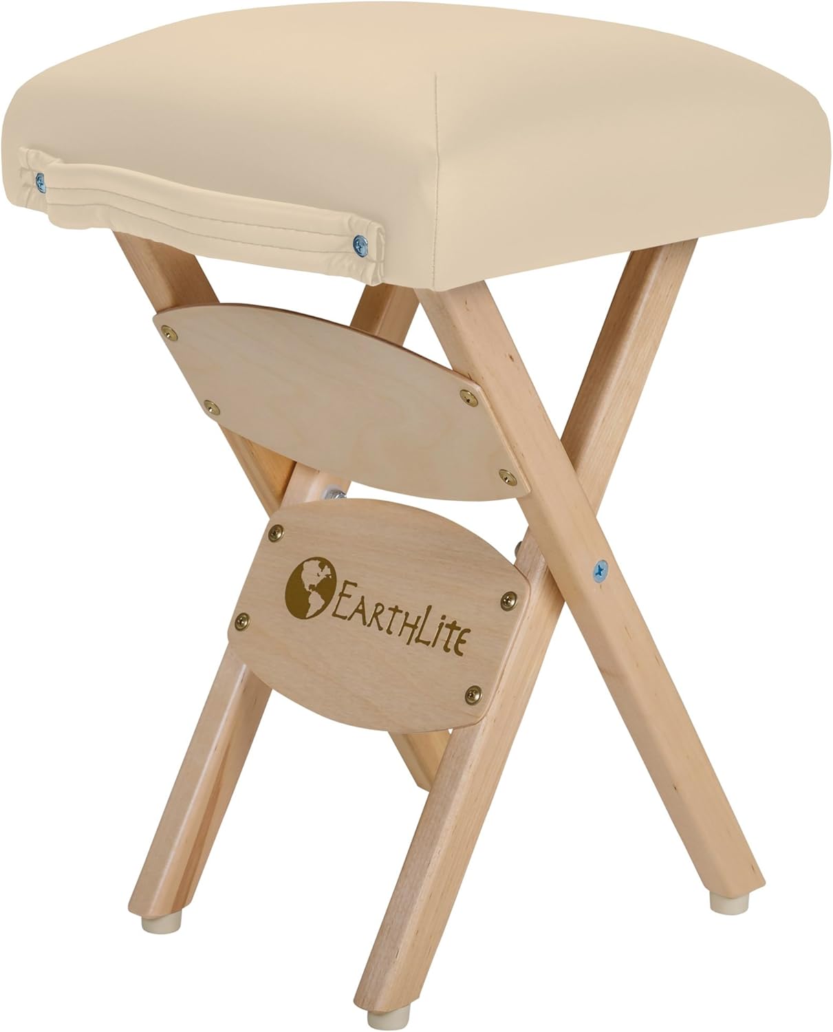 EARTHLITE Wooden Folding Stool - Hardwood Maple, CFC-Free, Massage Table Medical Spa Facial Salon Chair