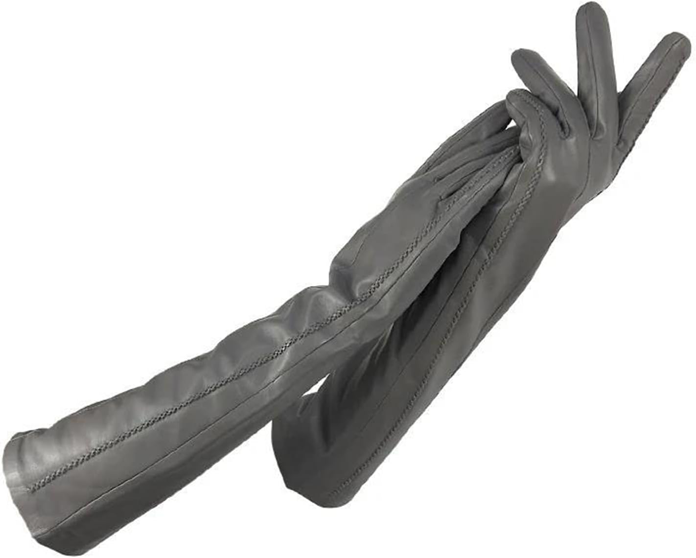 Women's Elbow Length Gloves Long Arm Sleeve Style With A Warm Comfortable Lining And Classic Three Line Detailing