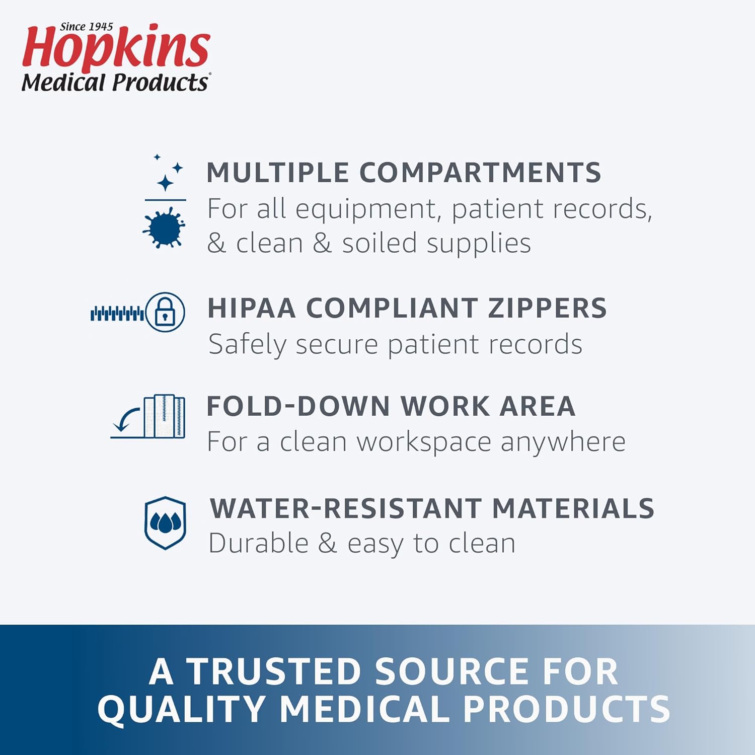 Hopkins Medical Products EZ View Medical Bag, Lightweight and Durable, Ample Storage, Sturdy Construction, Easy Access Compartments, Ultimate Organization, Comfortable Carry