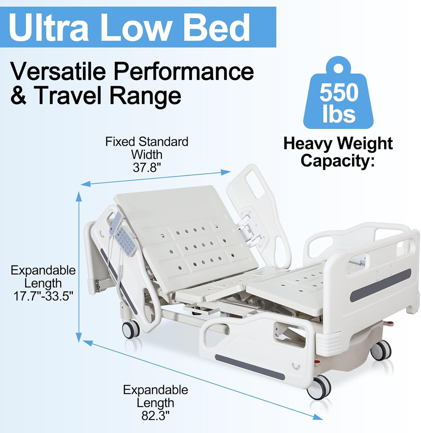 Premium Hospital Bed - 5 Function Full Electric ICU Medical Beds with 4.7
