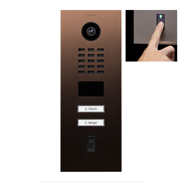 DoorBird D2102FV Fingerprint 50 IP Video Door Station, 2 Call Button in Bronze