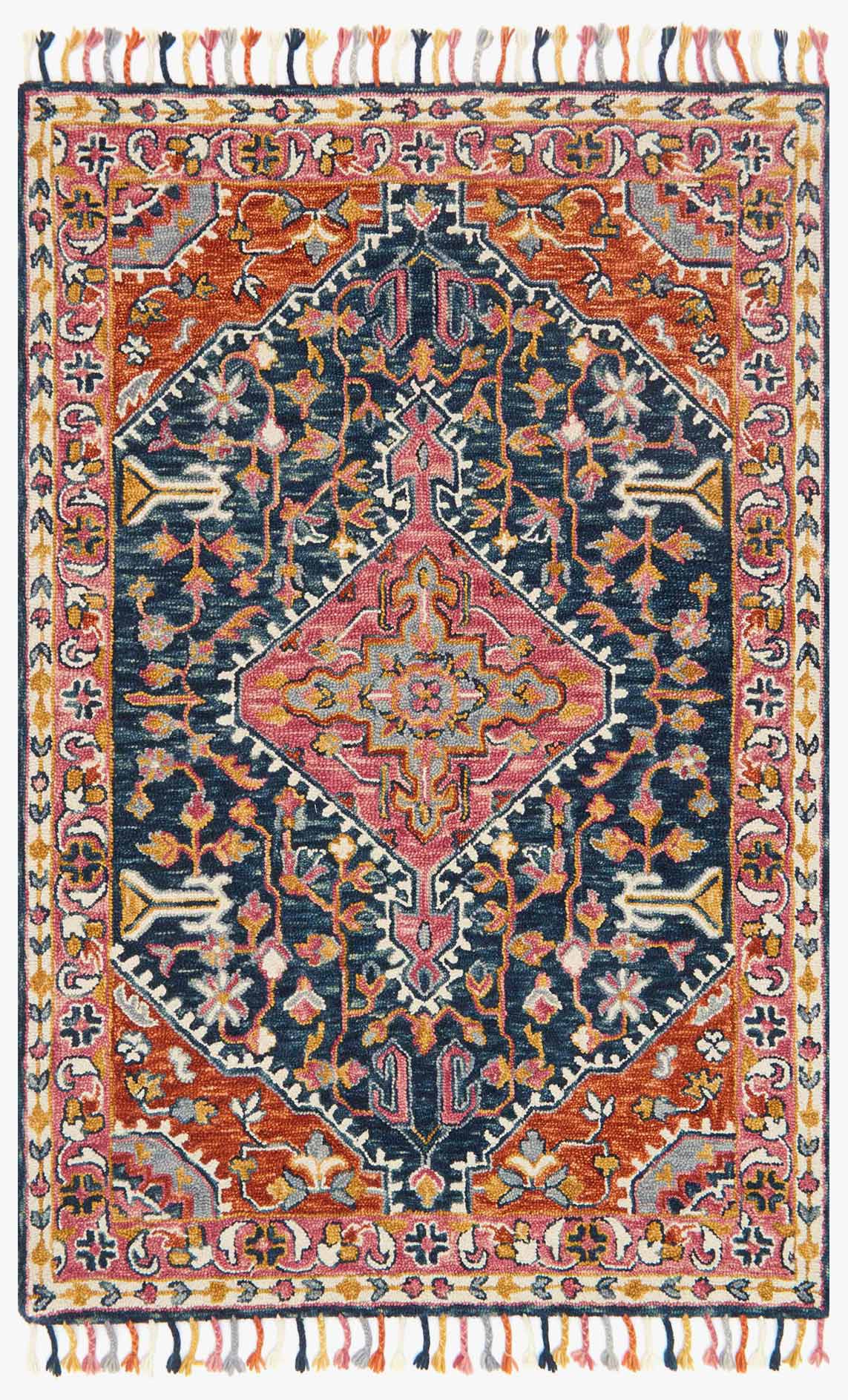 Loloi Zharah Collection - Transitional Hooked Rug in Navy (ZR-01)