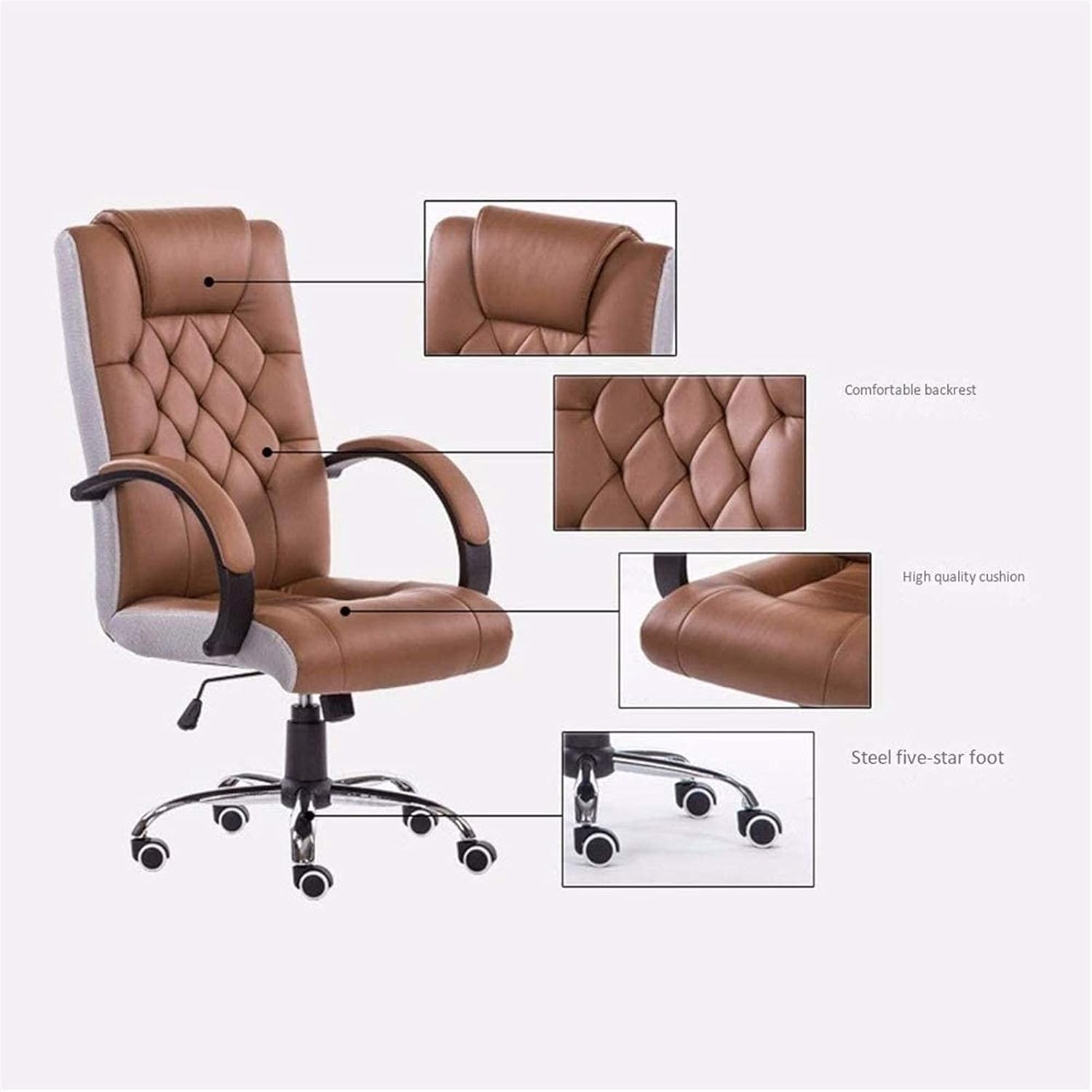 Home Work Chair Chair Ergonomic Office Chair Desk Chair Computer Chair with Lumbar Support Arms Rolling Swivel PU Leather Task Chair(