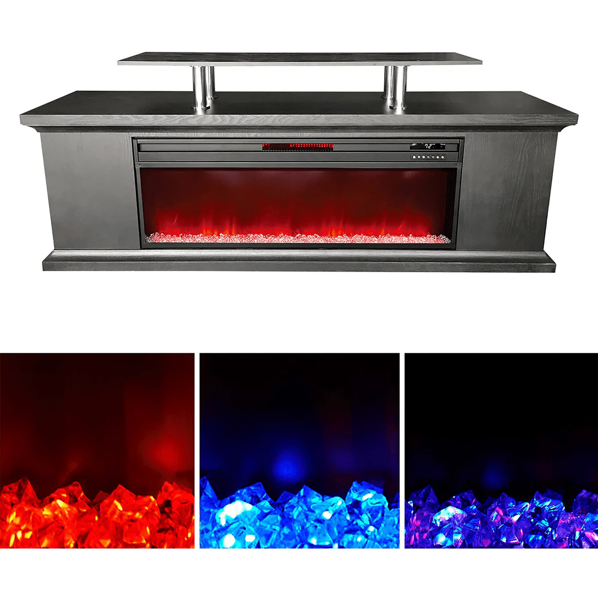 Lifesmart 72-in Fireplace with TV Stand - Faux Glass Beads