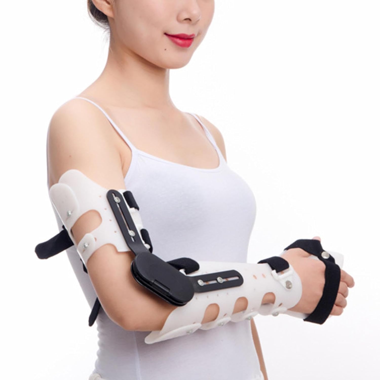 Portable Composite Resin Material Elbow Brace, Adjustable Post Op Elbow Brace for Wrist Palm Upper Arm Forearm Radius Fracture Reduction,right