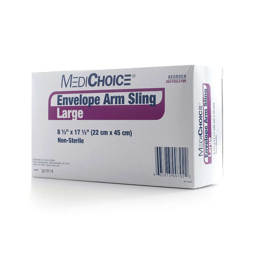 MediChoice Arm Sling, Large, Envelope Style, Adjustable Wide Shoulder Strap With Hook And Loop Closure, Breathable Polyester, 8.5 Inch x 17.5 Inch, Navy, 1314ASL2105 (Case of 24)