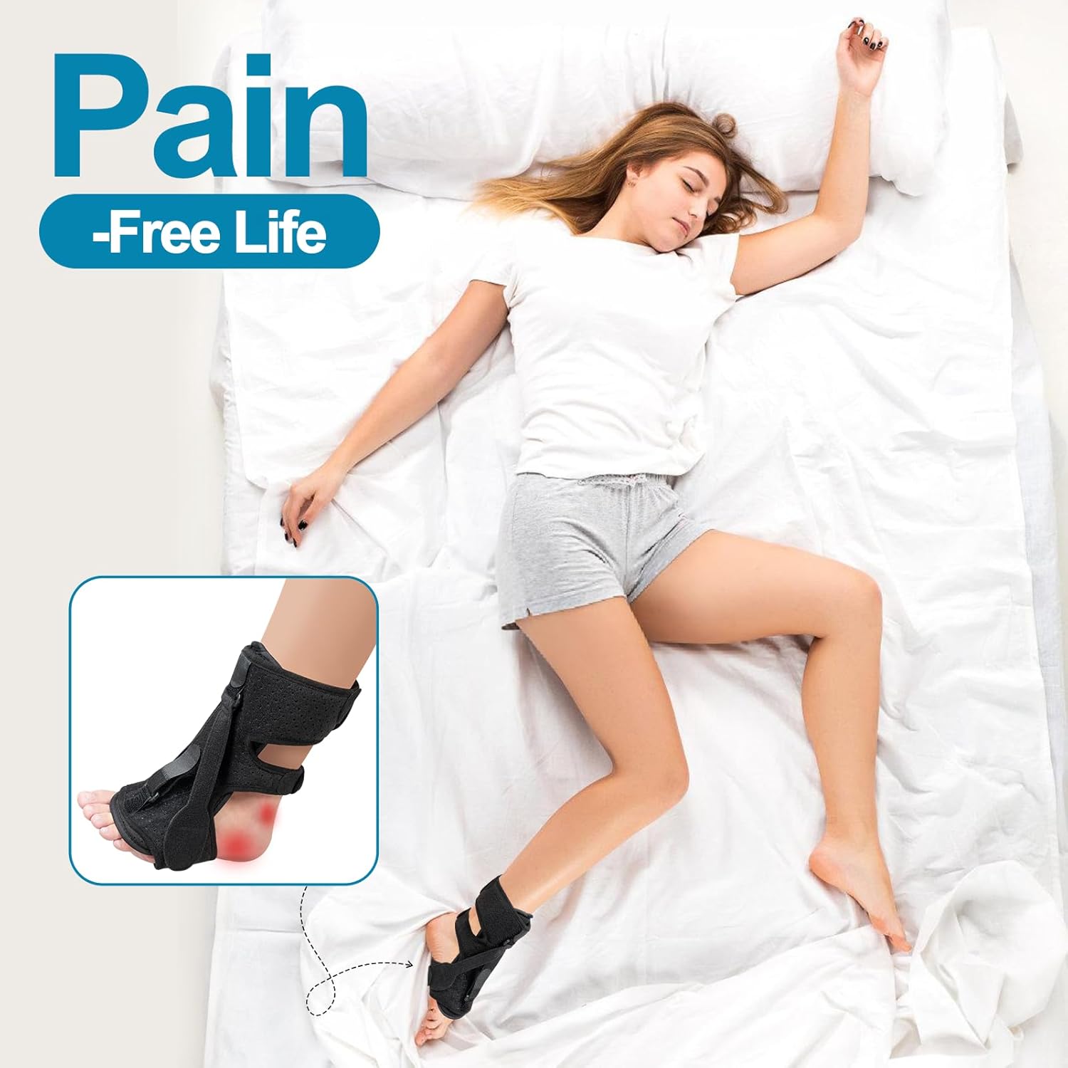 Plantar Fasciitis Night Splint,Upgraded Plantar Fasciitis Relief Brace,Achilles Tendonitis Brace and Drop Foot Brace,Night Splint for Plantar Fasciitis Women&Men