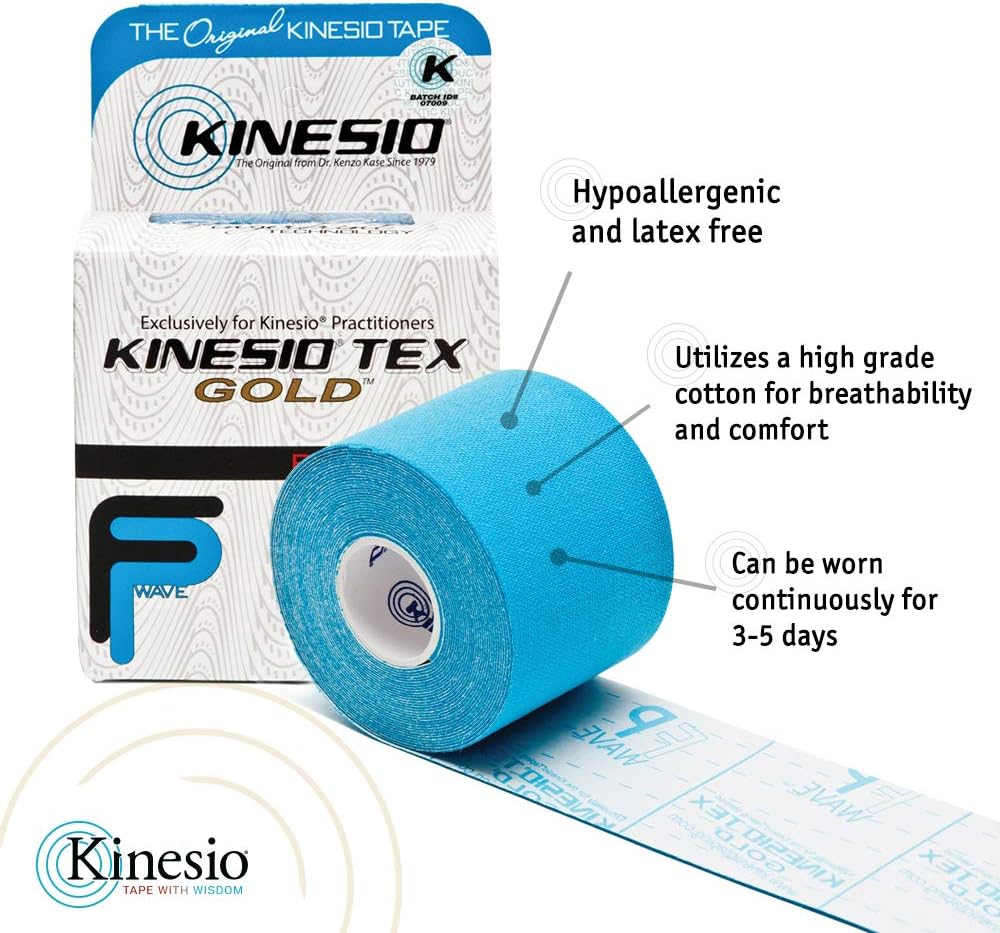 Kinesio Taping - Elastic Therapeutic Athletic Tape Tex Gold FP - Black – 2 in. x 16.4 ft - 6 Pack
