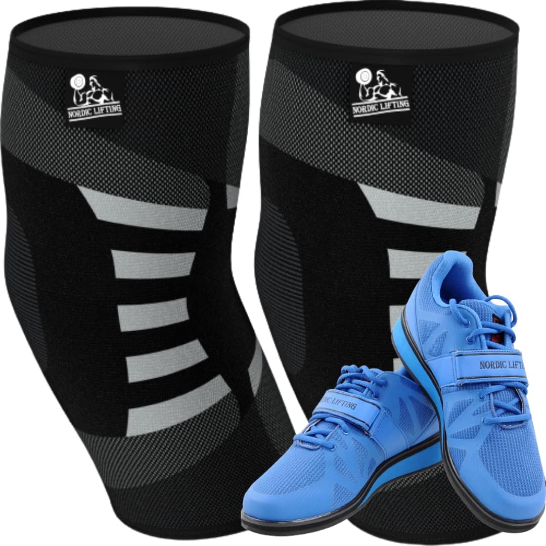 Nordic Lifting Elbow Compression Sleeves Medium Bundle With Shoes Megin Size 8.5 - Blue