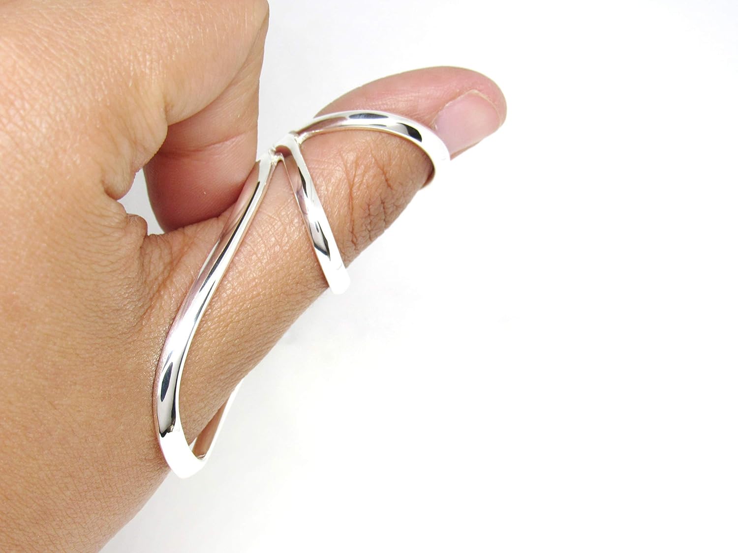 Thumb MCP Swan Silver Splint Ring with bracelet