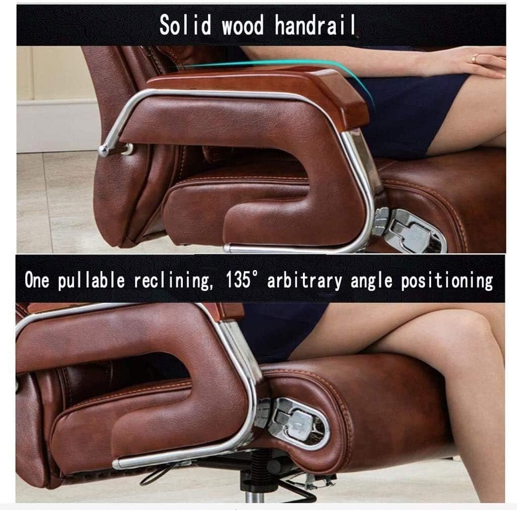 Executive Swivel Adjustable Swivel Office Desk Chair with Armrests Lumbar Support Desk Ergonomic Chair Chair Boss Chair Reclining Computer Chair Home Leather Study Swivel Chair (Black)