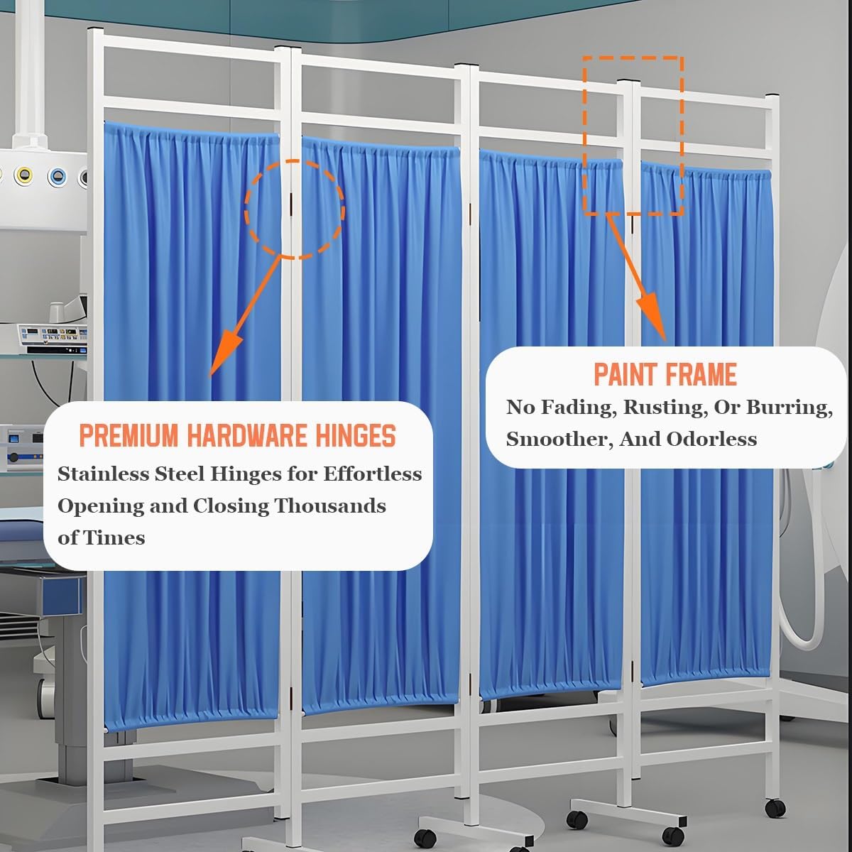 Medical Privacy Screen on Wheels Foldable Medical Room Divider Sturdy Lightweight Privacy Screen for Clinic Hospital Dressing Room Beauty Salon(Brown,3 Panel)