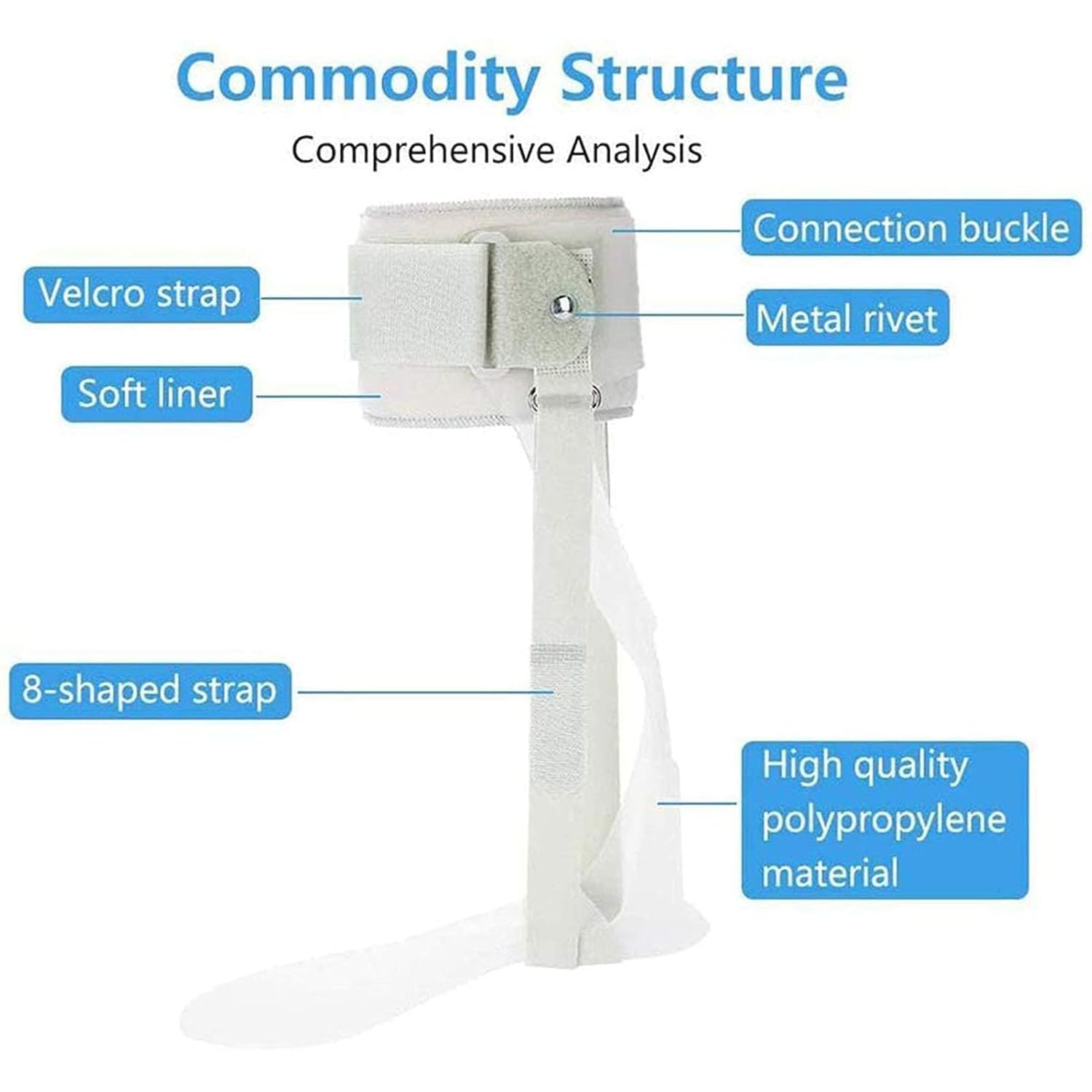 Adjustable Ankle Foot Orthosis Brace, Ankle Orthosis Splint Support, Drop Foot Brace, Achilles Tendonitis and Foots Drop, Relieve Pressure(Left,Small)