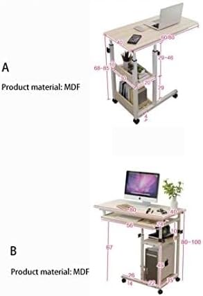 Adjustable Overbed Table with Wheels, Mobile Bedside Table with Double-Layer Storage, Manual Lifting Desk for Hospital and Home Use
