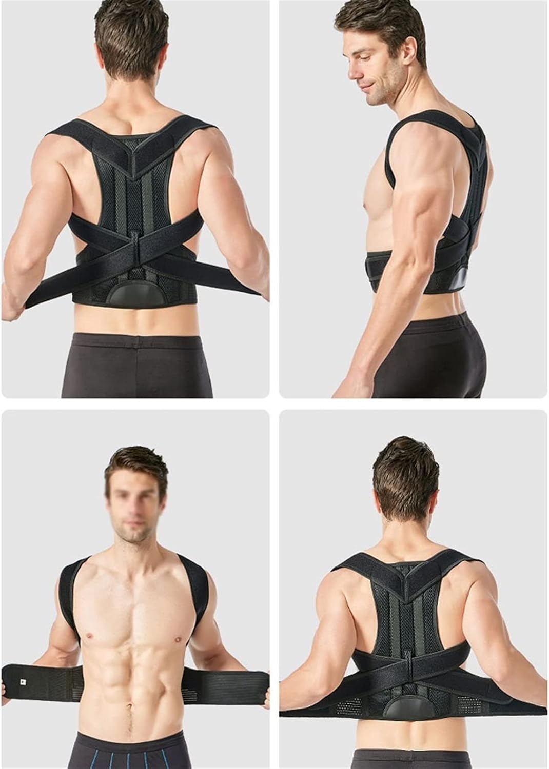 Posture Corrector for Men and Women Back Brace Lumbar Support Belt with Breathable Elastic Waist Bands Support Bars Posture Improve Back Pain Relief,