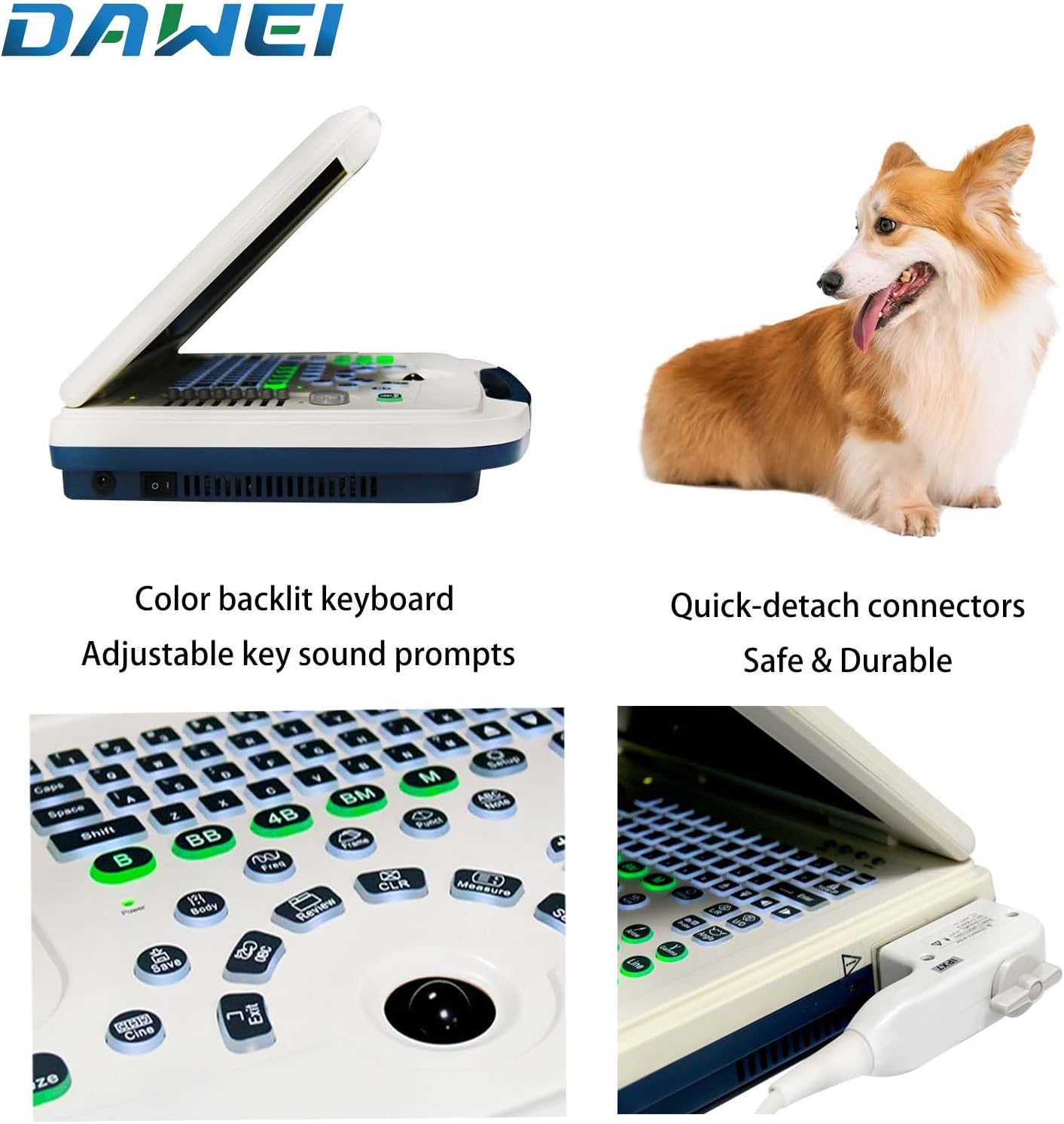 Portable Ultrasound Machine Laptop Vet Ultrasound Scanner with 6.5Mhz Micro Convex Probe for Pregnancy Pet,Rabbits,Sheep,Dogs,Cats,Small Animals