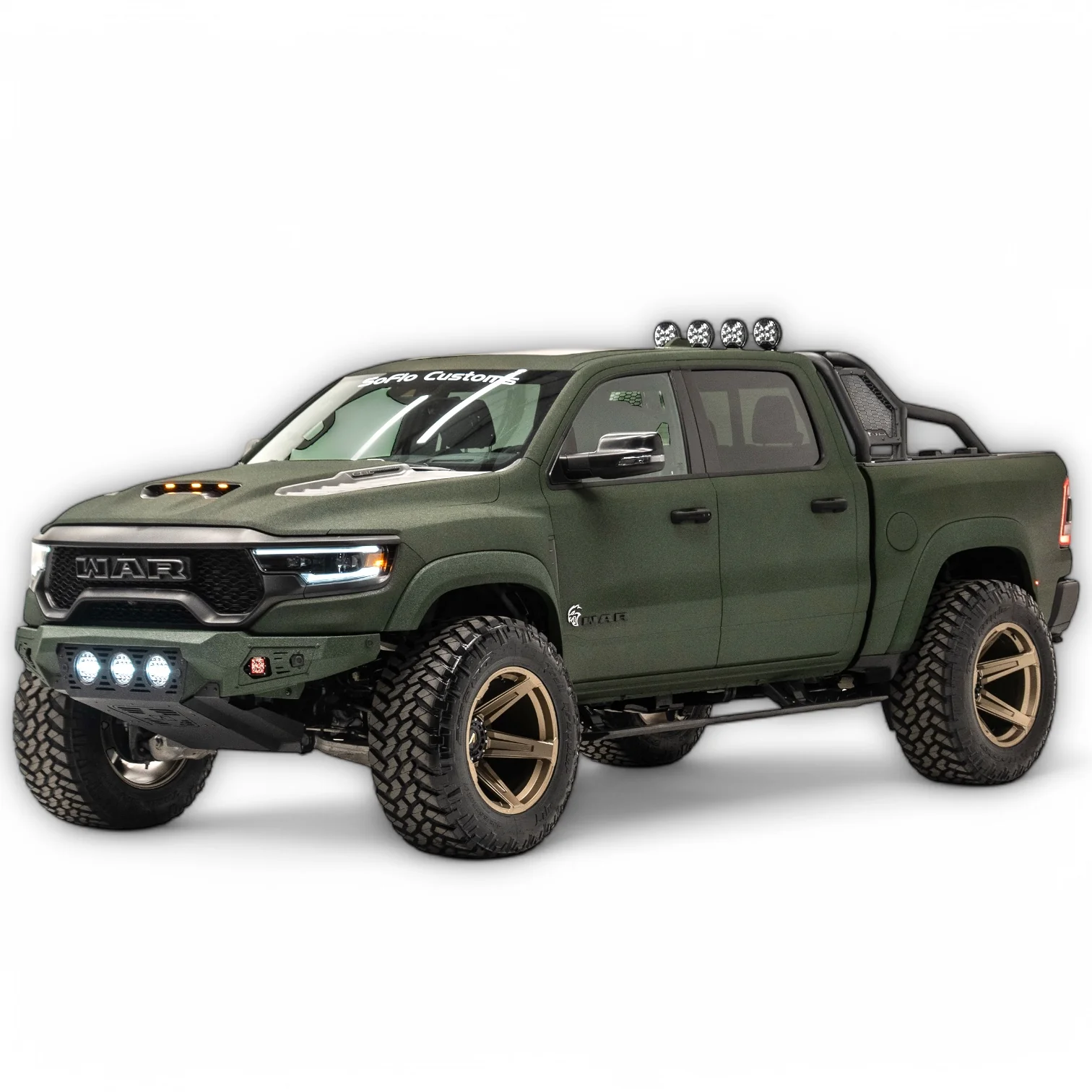 RAM TRX Baja Front Bumper w/ 3 Center Lights & Skid Plate 2021-2024