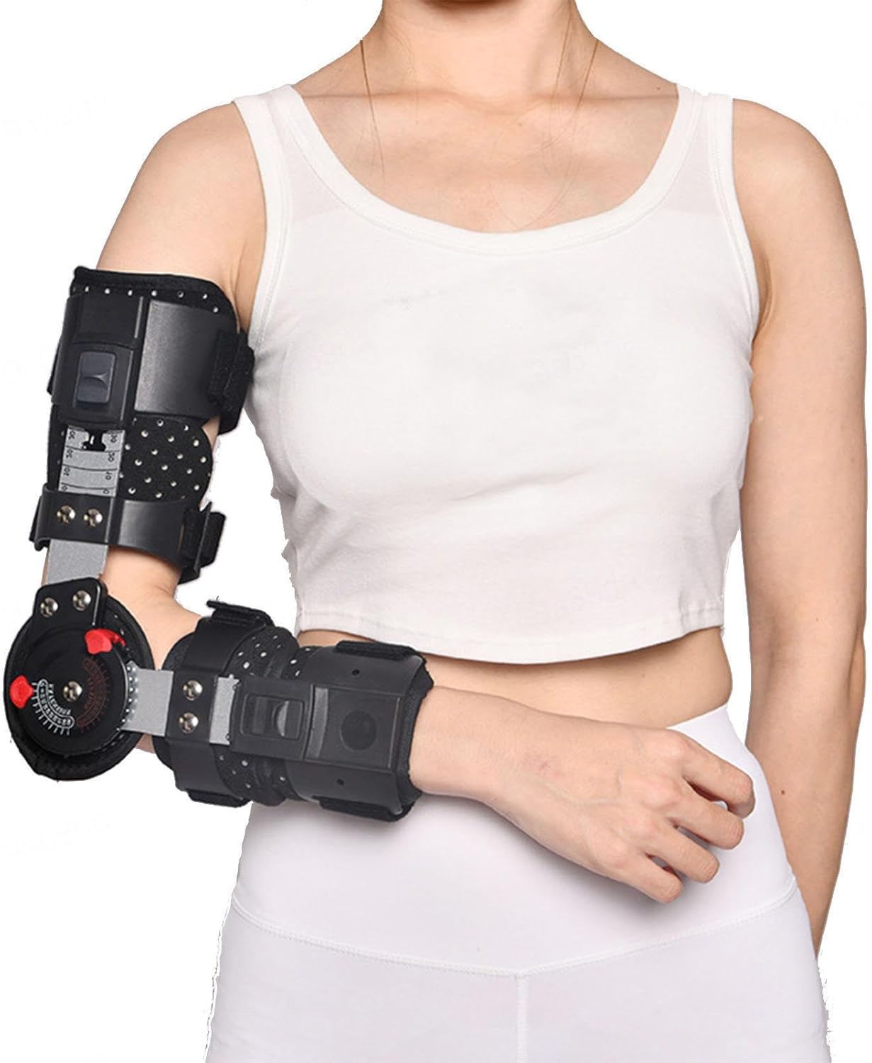 Post-OP Recovery Hinged Elbow Brace Support, Adjustable Elbow Splint Arm Immobilizer for Sleep and Work, Arm Injury Recovery Support After Surgery(Right)