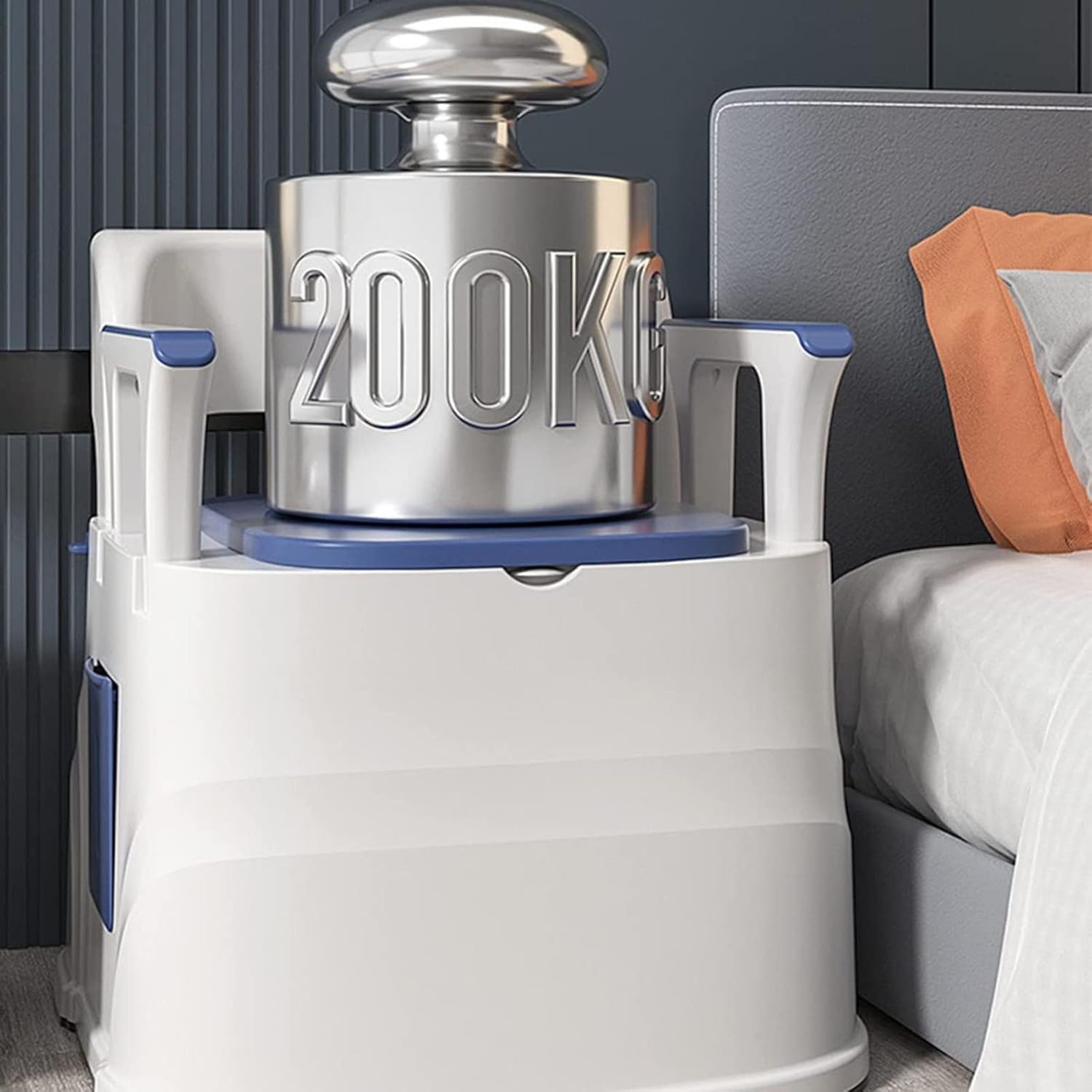 Bedside Commode, Bedside Toilet with Padded Seat and Back Commode Chair for Home Use 3 in 1 Portable Toilet Chair for The Elderly Disabled with a Bucket