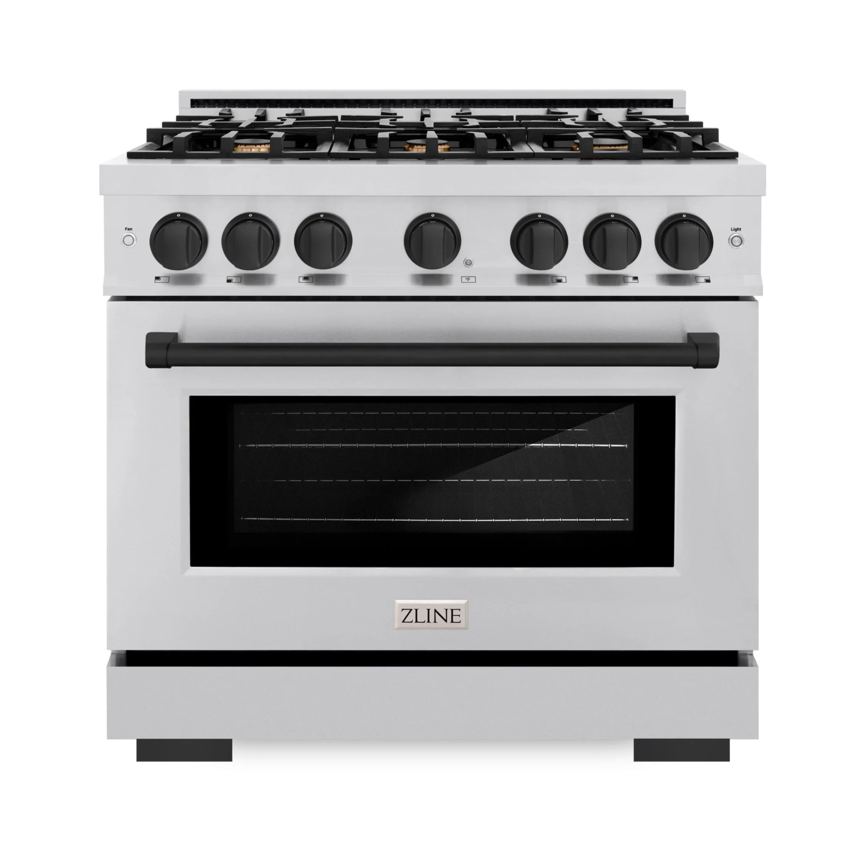 ZLINE Autograph Edition 36-Inch Select Series Dual Fuel Range with 6 Gas Burner Cooktop and 5.2 Cu. Ft. Electric Convection  in Stainless Steel with Matte Black Accents (HDRZ-36-MB)