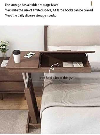Overbed Table with Wheels, Solid Wood Bedside Table, Foldable Mobile Lift Desk for Laptop, Hospital & Home Use