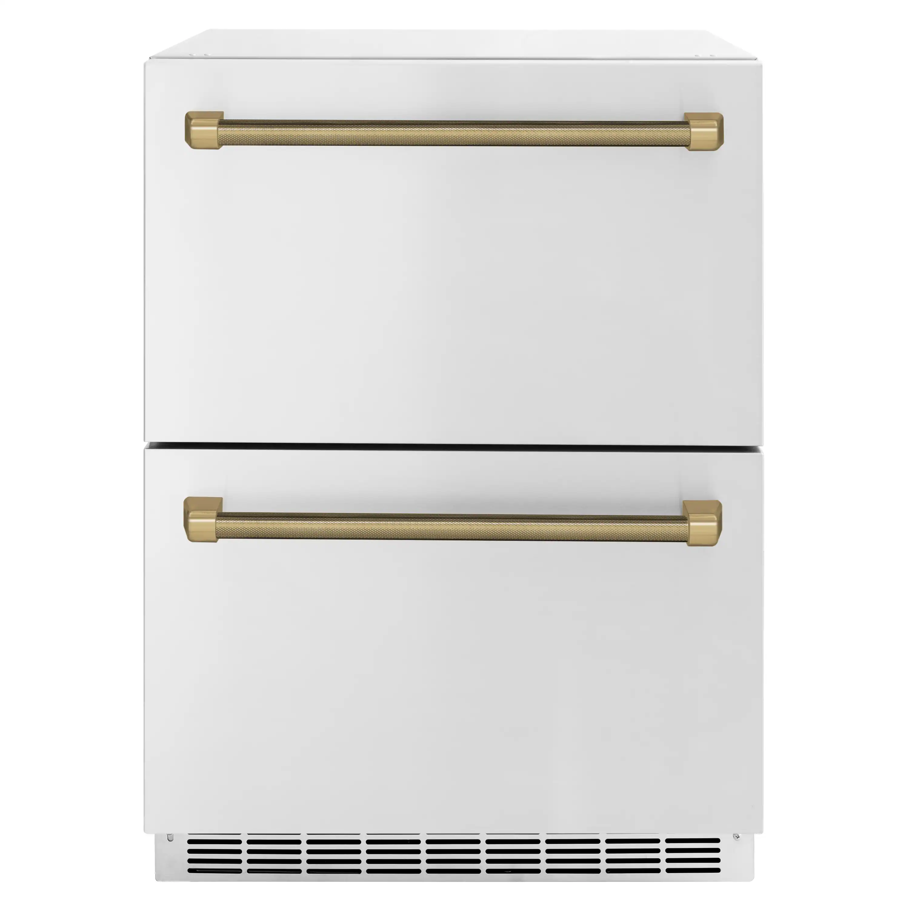 ZLINE Autograph 24-Inch Touchstone Refrigerator Drawer with Steel Doors & Bronze Helix Handles (RDSOZ-ST-24-KCB)