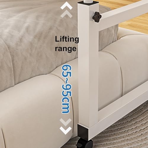 Over Bed Table with Wheels MDF Over Bed Desk, 65-95cm Height Can be Adjusted with 360° Universal Wheels and Heightened Stopper Suitable for Home, Hospital(Brass,100x40cm)
